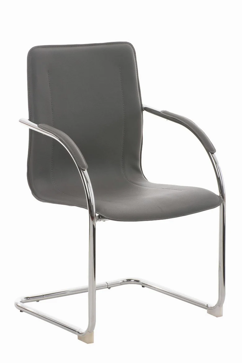 CLP - Melina, sedia per sala d’attesa a cantilever con braccioli, seduta in similpelle, con struttura in metallo Contemporaneo Grey