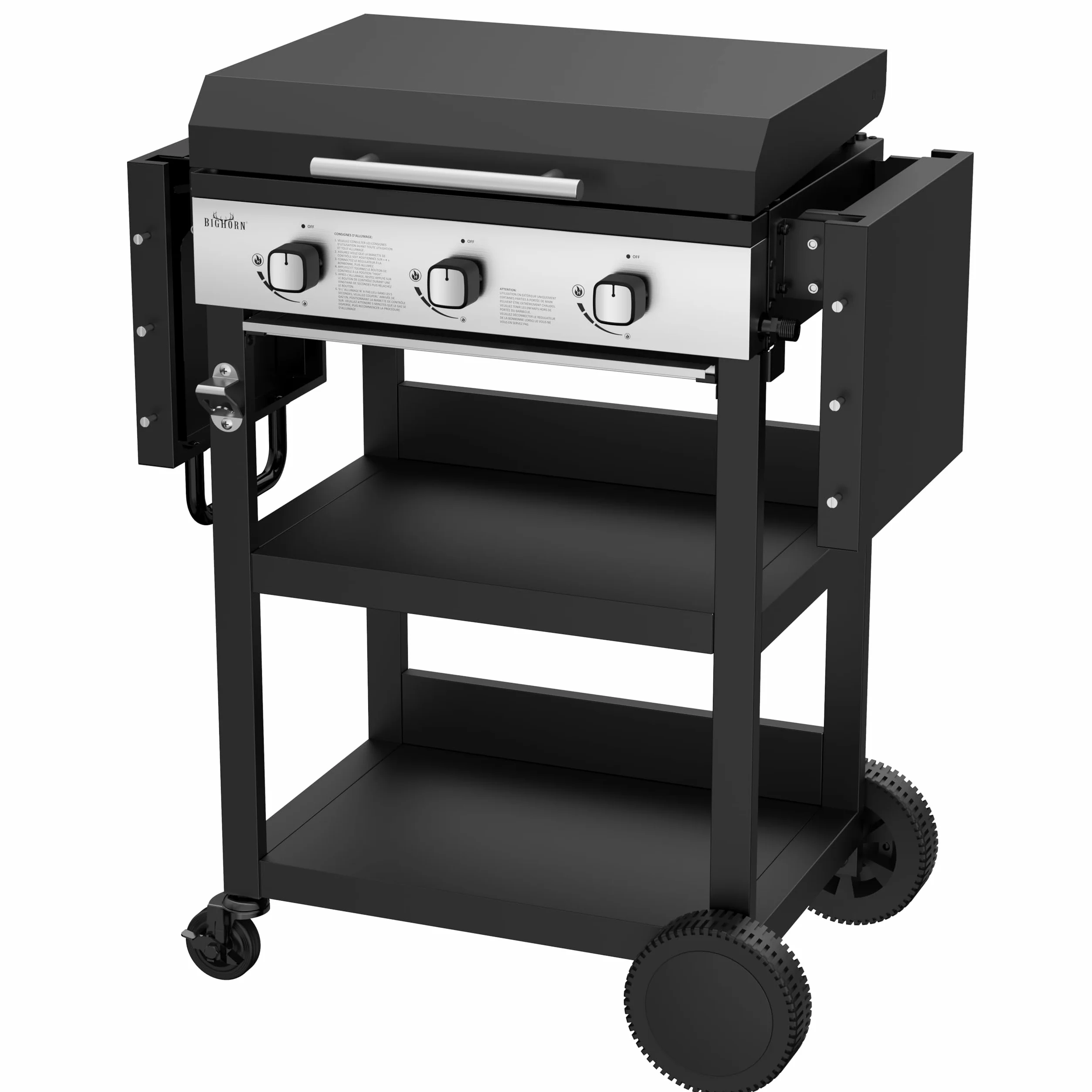 BIG HORN Piastra a gas con 3 bruciatori con carrello e coperchio; 7.2 kW