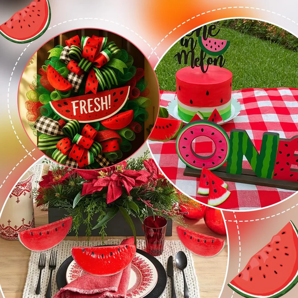 PH PandaHall 4pz Artificiale Frutta Decorativa in Schiuma a Forma di Anguria Finta, 15x6.7cm