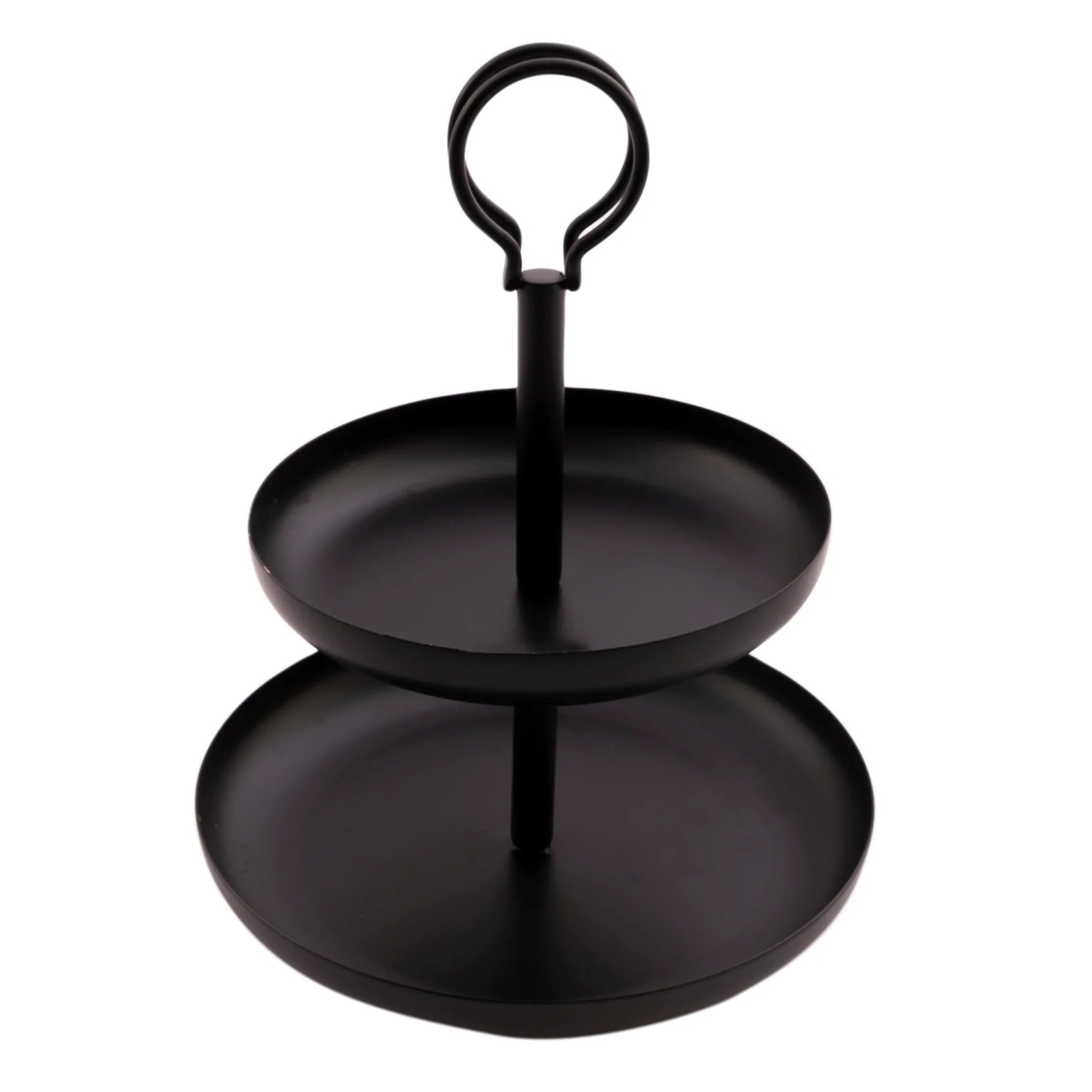 Point-Virgule Alzata per dolci a 2 ripiani, decorazione per feste, in metallo, nero, diametro 20,5 – 16,5 cm