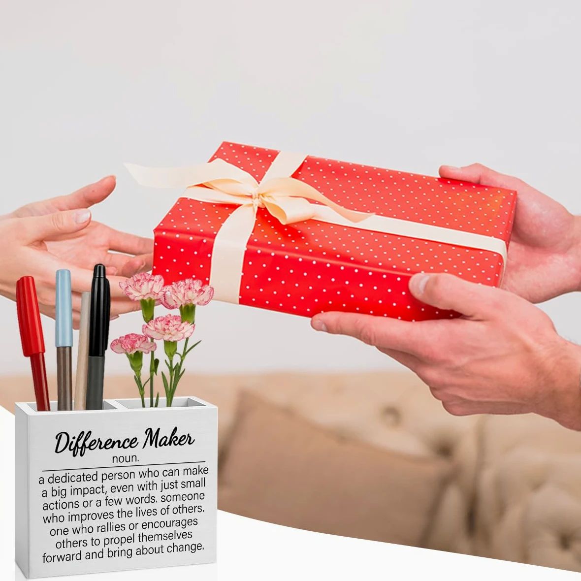 Difference Maker Bosses Day Regali per donne uomini manager divertente decorazione per ufficio per le donne portamatite in legno decorazioni per la festa del capo nazionale regali per leader risorse