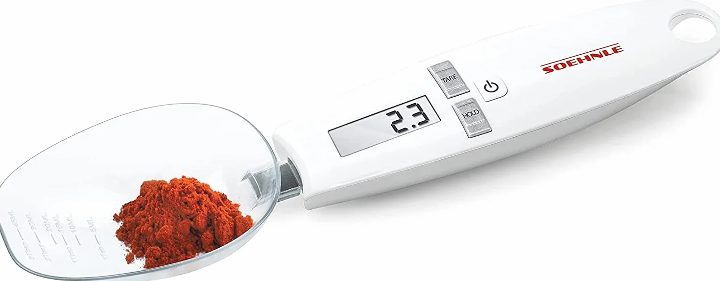 Soehnle Cooking Star Bilancia cucina digitale a cucchiaio, Bilancia da cucina con ripartizione a 0,1 g e portata max di 500 g, Bilancia pesa alimenti