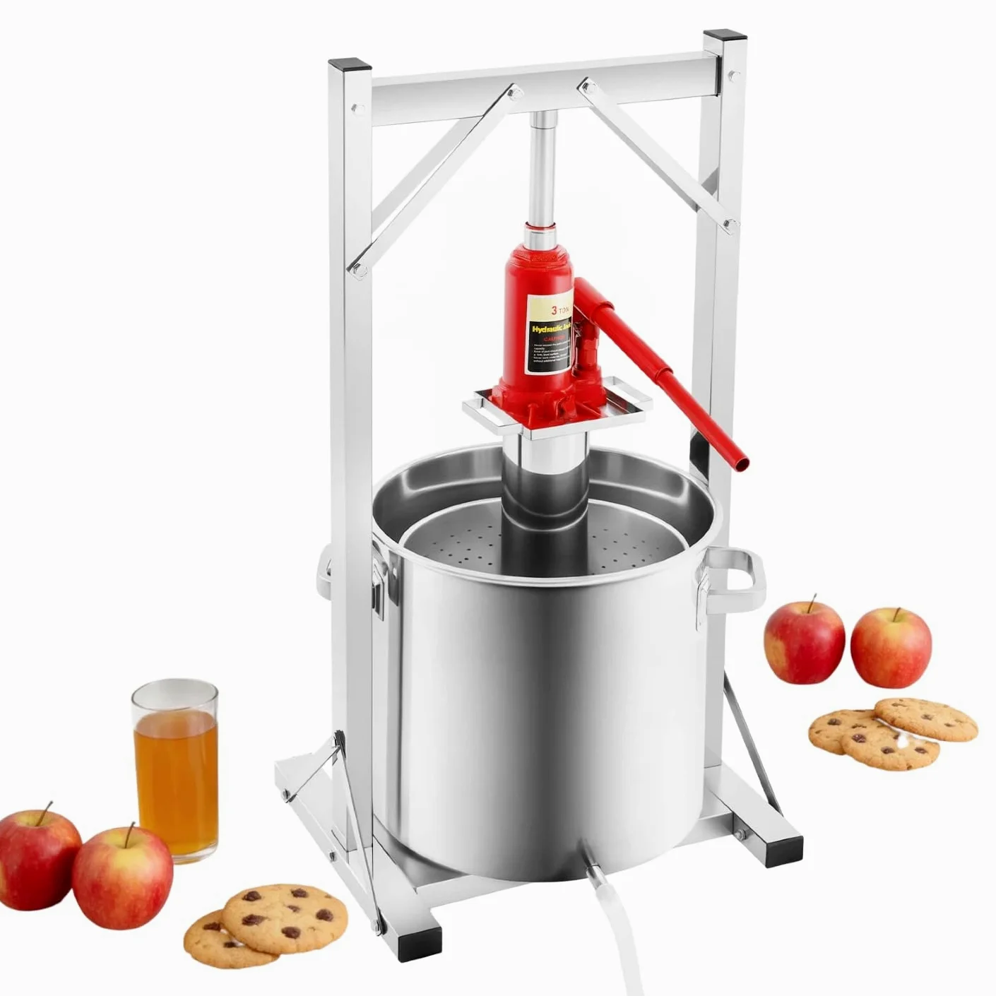 Spremiagrumi idraulico da 22 l, in acciaio inox 304, con sollevatore idraulico 3T, spremiagrumi manuale, spremiagrumi per birra, vino, succhi, verdure, pressa da 150 kg