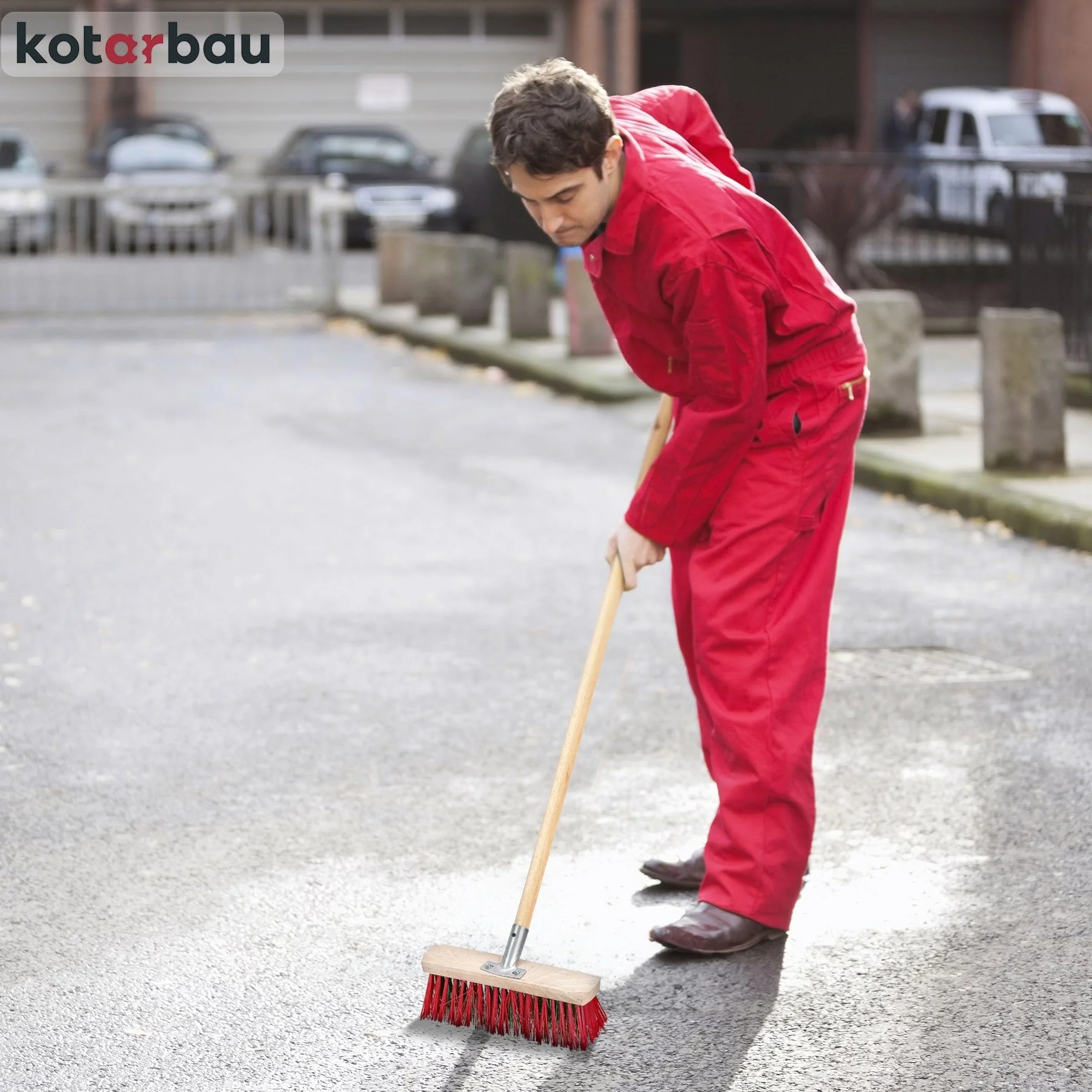 KOTARBAU Scopa da Esterno Spazzolone per Pavimenti 33 cm Industriale Legno PVC