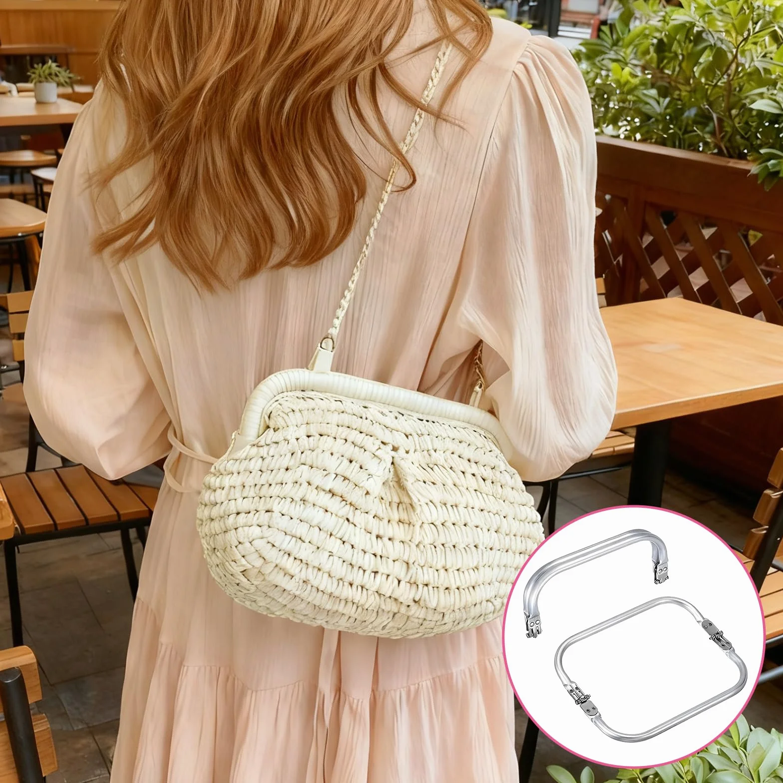 4 Pezzi Chiusura Borsa Uncinetto 20x9 cm Borsa Forma di U Manico Interno Bacio per Clutch Bag DIY