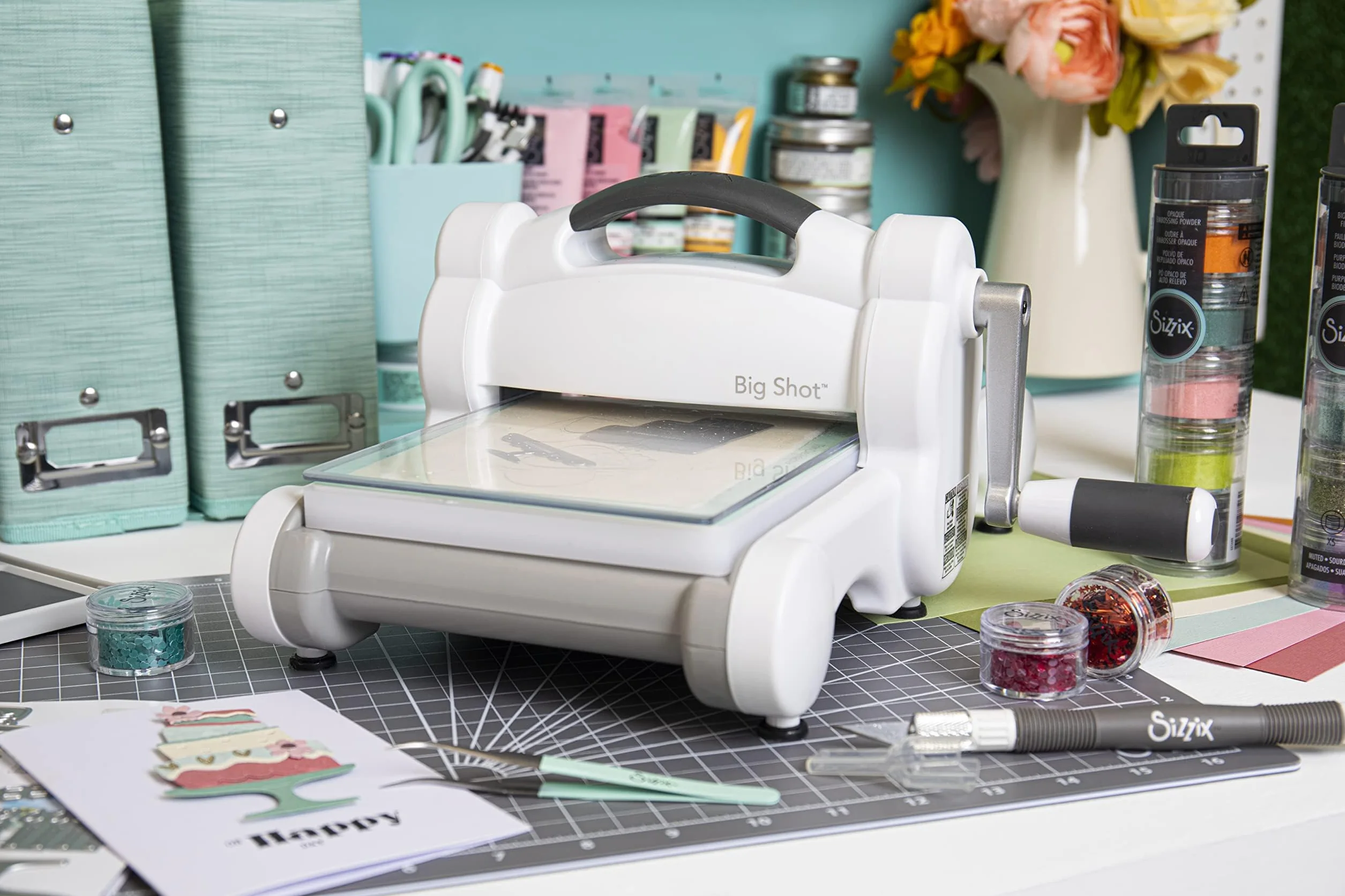 Sizzix Big Shot Macchina con Piattaforma Standard - Rullo Artigianale Versatile - Solo Macchina, Bianco & Grigio