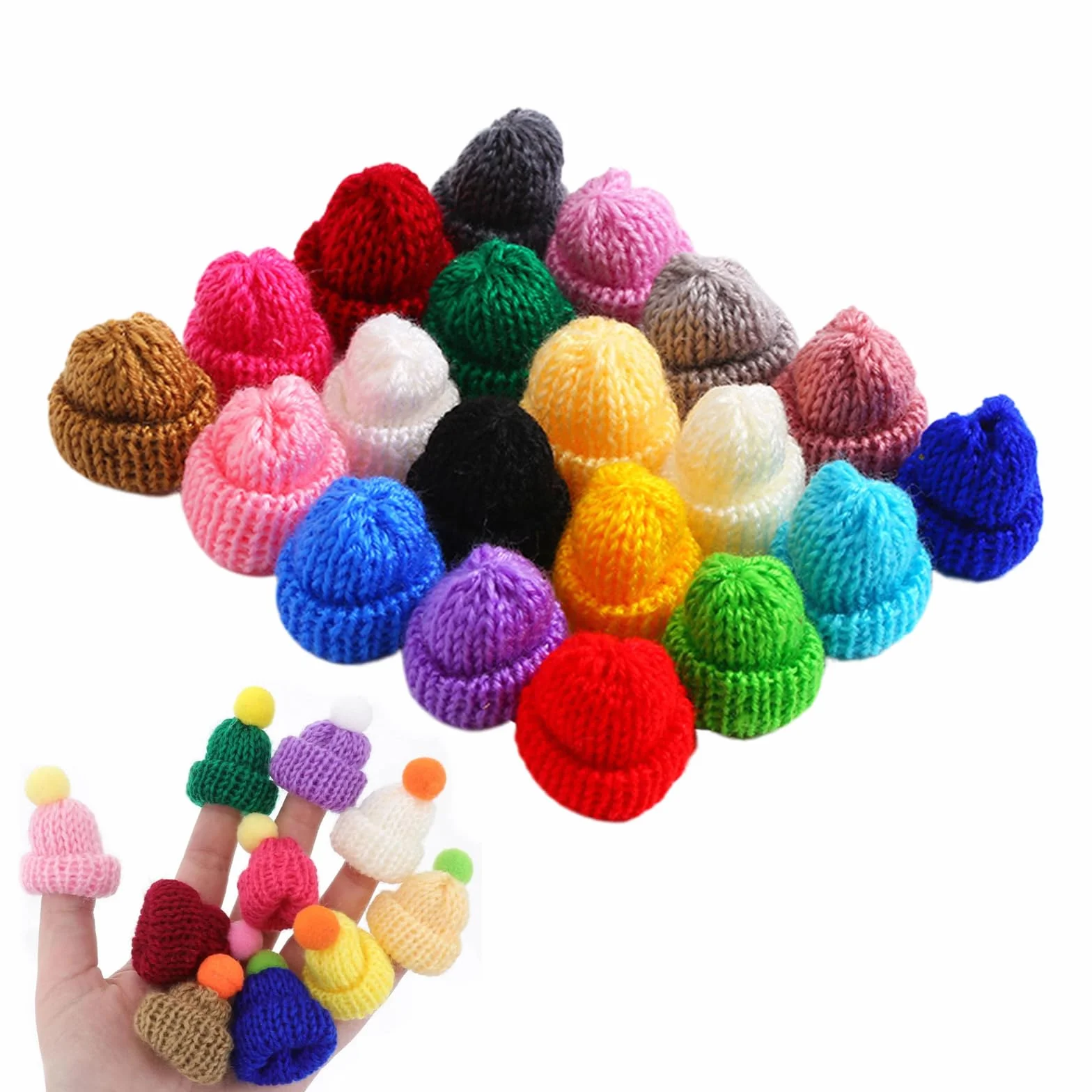 100 mini berretto lavorato a maglia per fai da te, mini berretto di lana per bambole, cappello di Natale, piccola bottiglia di vino, topper per il fai da te, artigianato, decorazioni natalizie