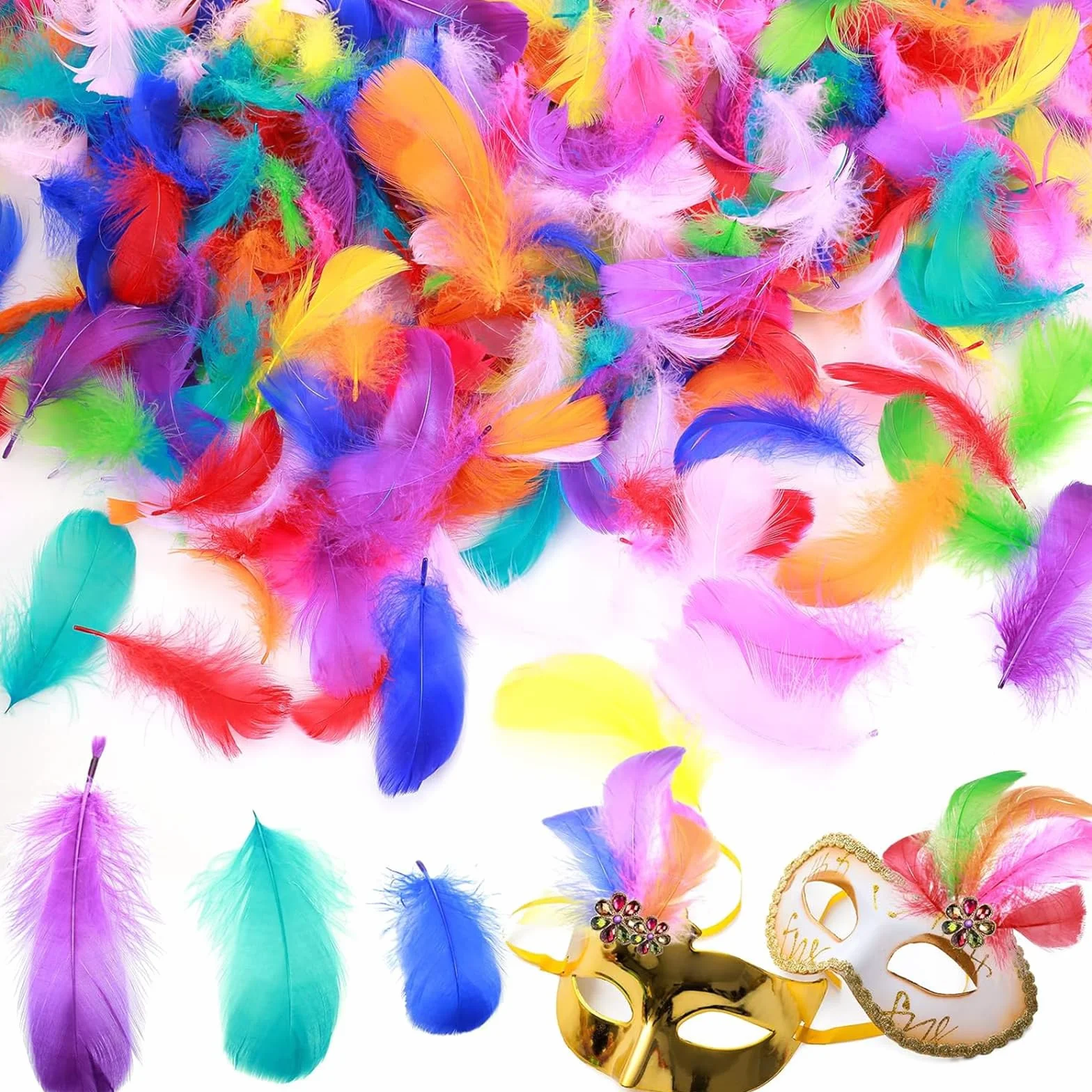 Piume Colorate Carnevale 200pcs Decorazioni Artigianali Fai-da-Te Halloween