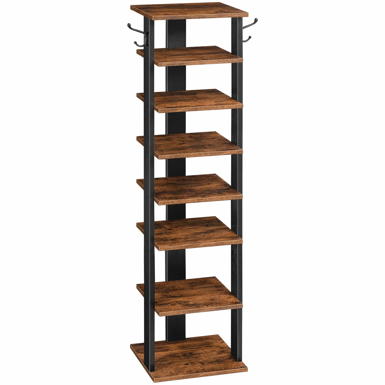 HOOBRO Scarpiera a 8 Livelli, Scaffale Portascarpe Stretta con 2 Ganci, fino a 10 paia, per Ingresso