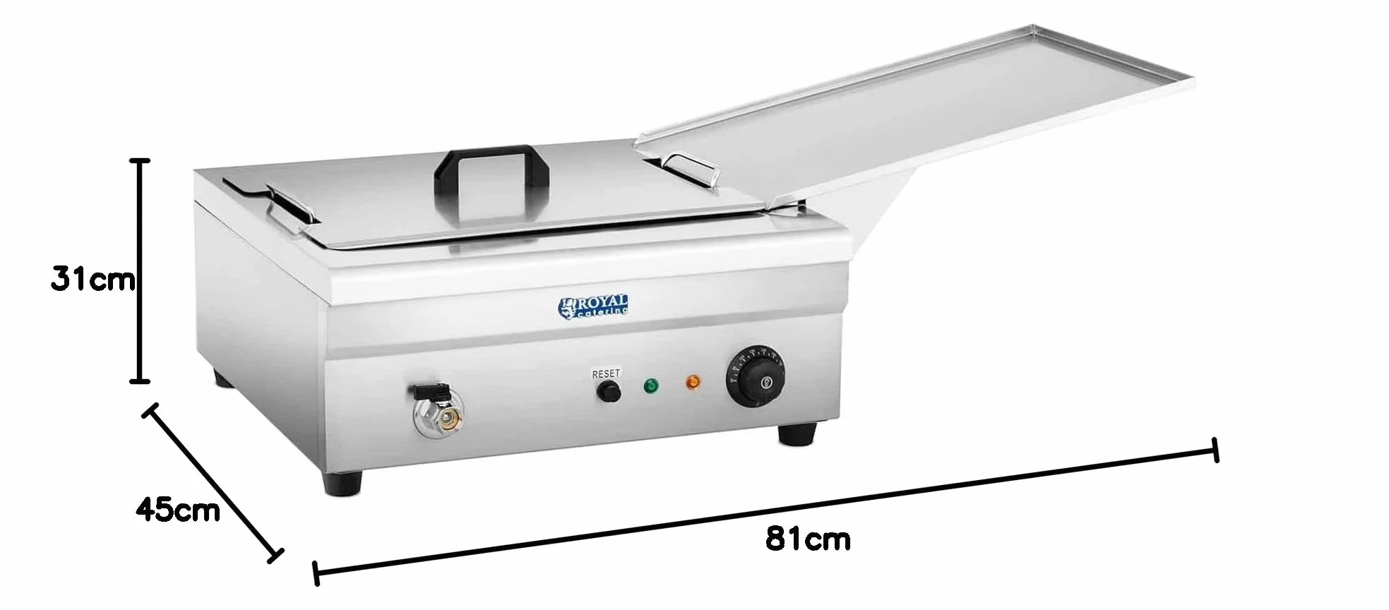 Royal Catering Friggitrice per Pasticceria Friggitrice Elettrica RCBG-18STHB (Zona Fredda, 3.200 W, 18 L, Acciaio inox)