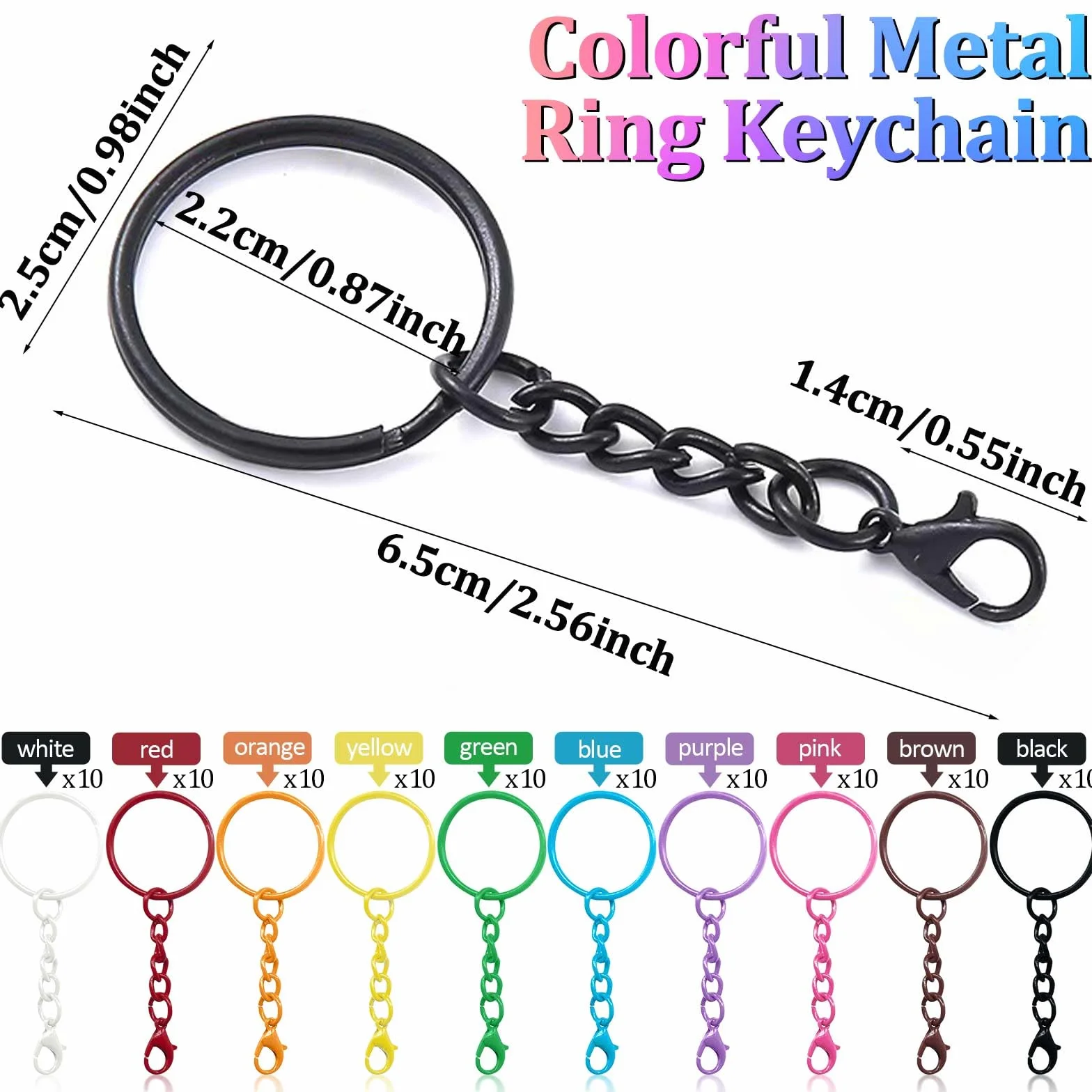 Anelli per Portachiavi Fai Da Te,Anelli Portachiavi con Catenella,100 Pezzi Anello Portachiavi,Keychain per Porta Chiavi Mestieri Lavori di Bricolage
