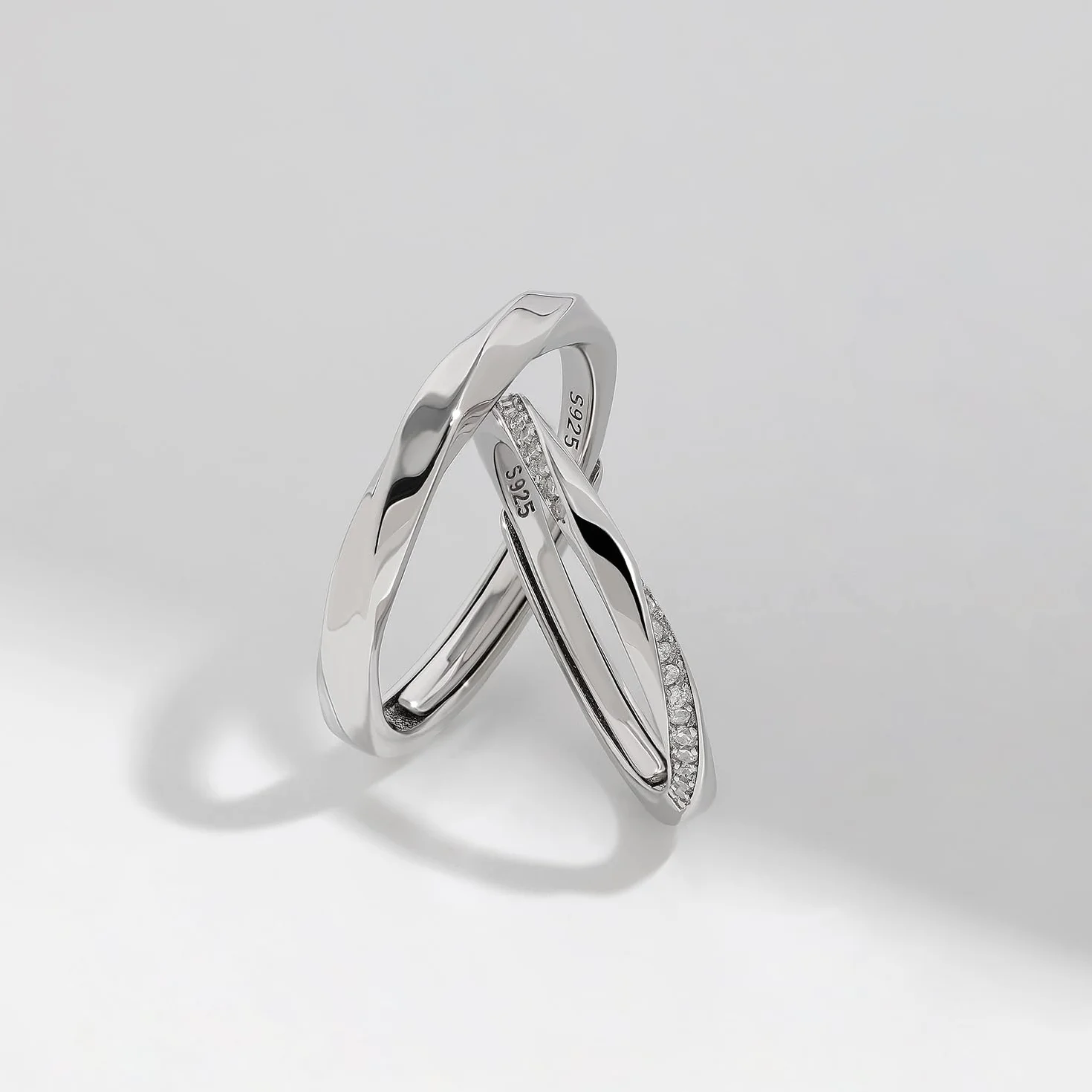 Meissa Anelli Donna Uomo Argento 925 Anelli Coppia Fidanzati Regolabili Fidanzamento Zircone cubico Fedi Nuziali Gioielli Matrimonio Set di due anelli