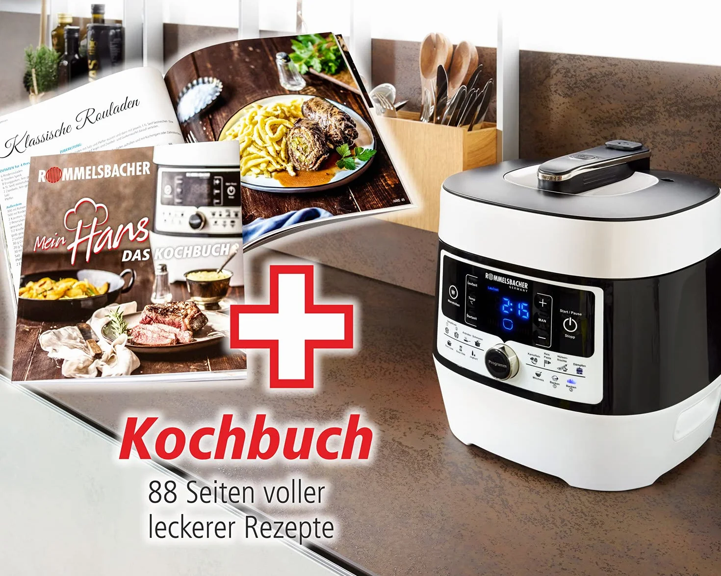 ROMMELSBACHER MD 1000 MeinHans pentola antiaderente 6 litri 40-170°C 2 livelli vapore