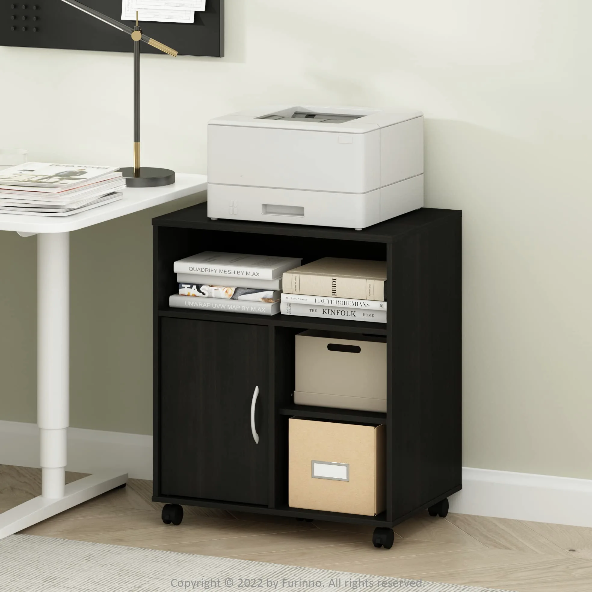 Furinno Econ Home Office - Supporto per stampante da scrivania con ruote, per caffè espresso