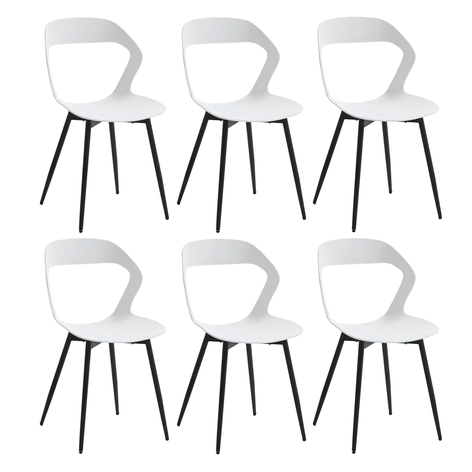 Set di 6 Sedie da Pranzo Moderno, Sedie da Cucina, con Gambe in Metallo Sedia e Grande Design Dello Schienale Cavo, Adatto Per Soggiorno e Sala da Pranzo - Bianco + Nero