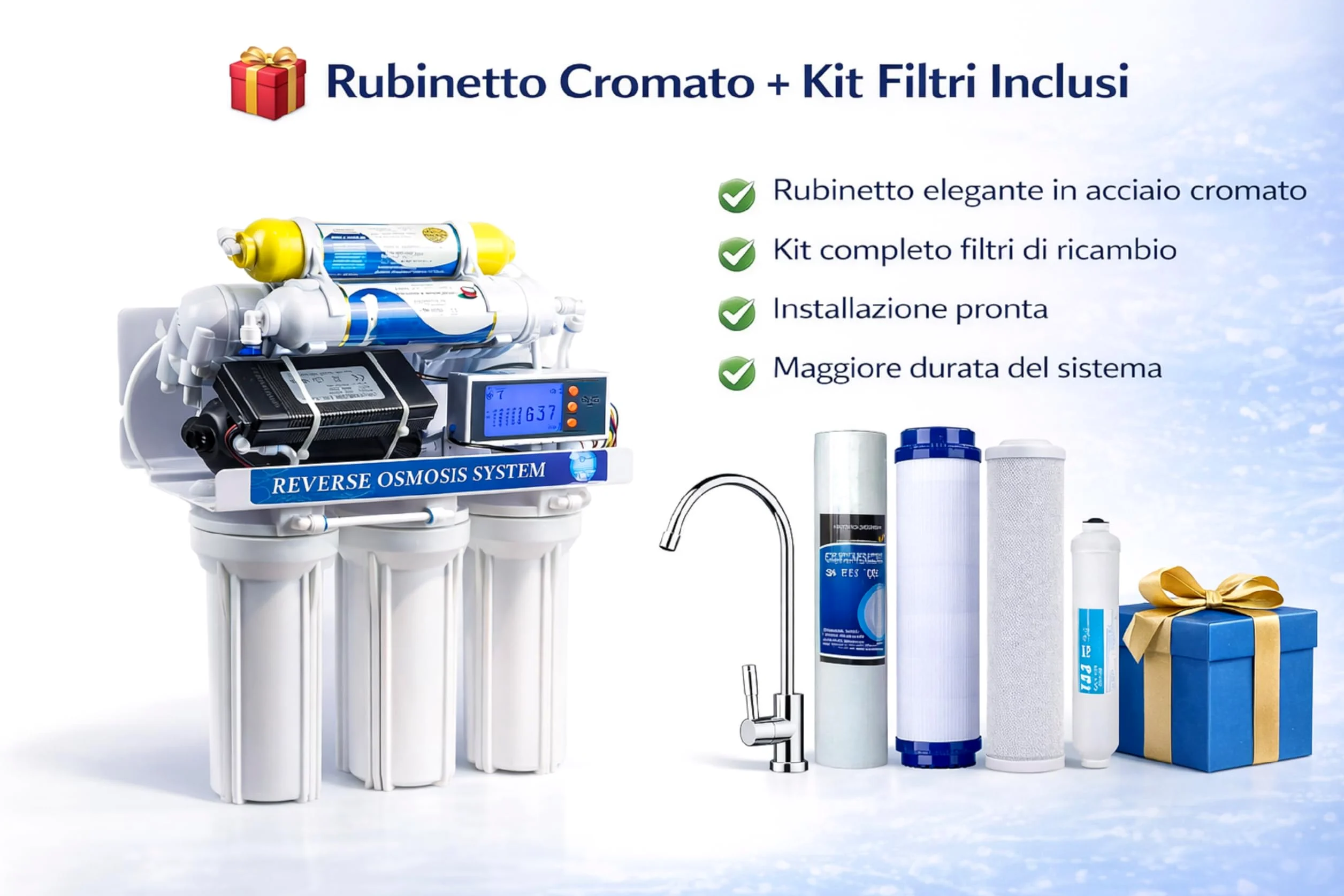 Depuratore Acqua Osmosi Inversa 7 Stadi filtri | DC-RO3007 Purificatore domestico acqua potabile dal rubinetto di casa
