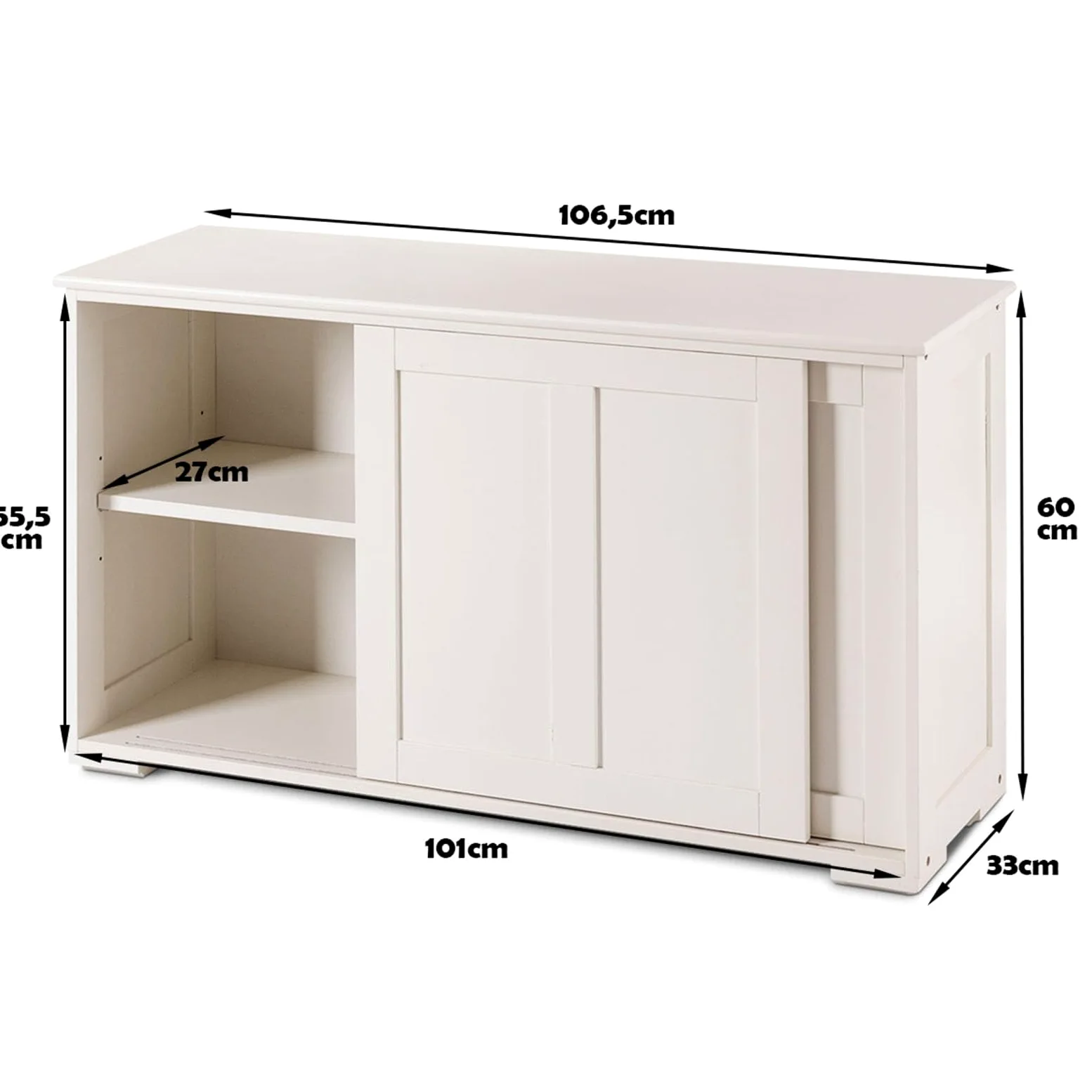 COSTWAY Armadietto da Cucina Mobiletto per Cucina Composto da 2 Porte Scorrevoli Dimensioni: 106,5 x 33 x 60 cm (Crema)
