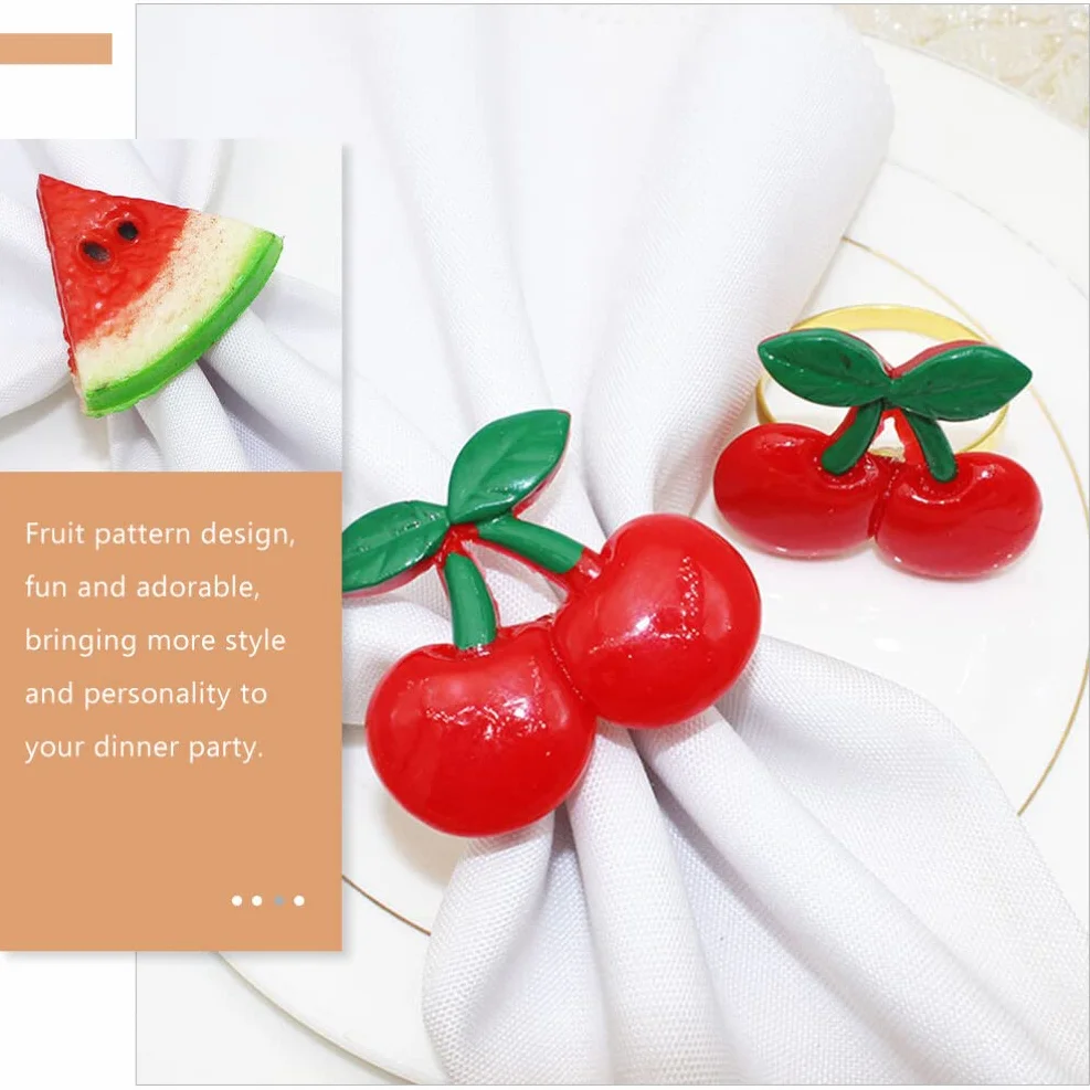 HEMOTON 6 Pezzi Fibbia Del Tovagliolo Di Frutta Portatovaglioli Di Porta Tovaglioli Portatovagliolo Tropicale Portatovaglioli Da Matrimonio Centro Tavola Ciliegia Estate Banchetto Lega