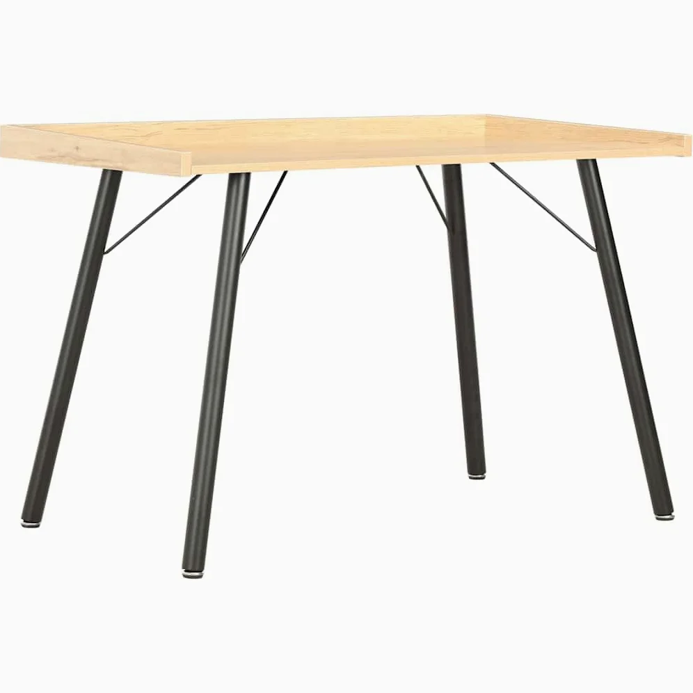 Scrivania effetto rovere, 90 x 50 x 79 cm, compatta per computer con gambe in metallo, moderna scrivania da lavoro per casa, ufficio, studio, colore: nero