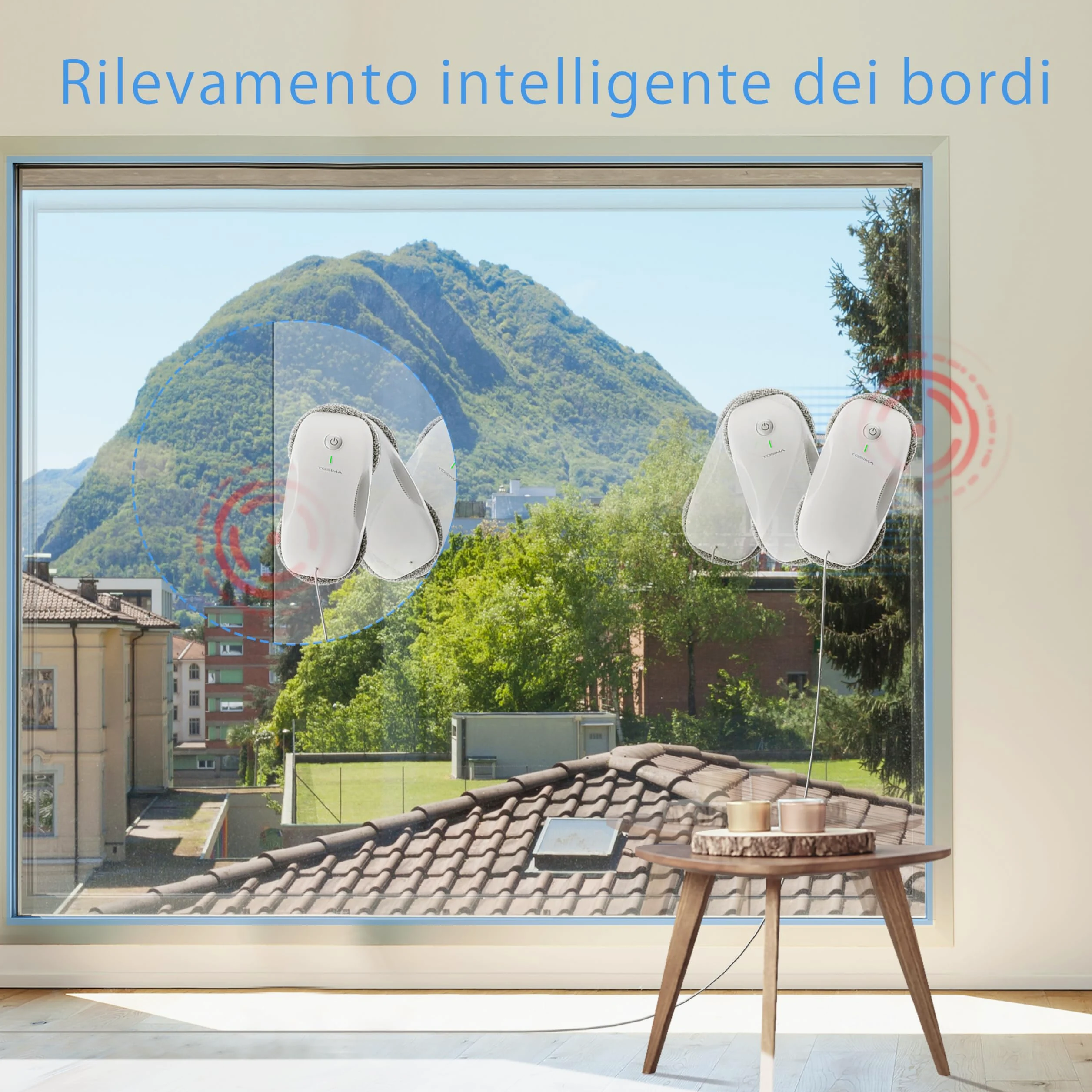 Tosima W2 robot lavavetri,per la pulizia delle finestre con 3800Pa forte aspirazione, triplo sistema di sicurezza,robot per la pulizia delle finestre remoto con 12 pc stracci