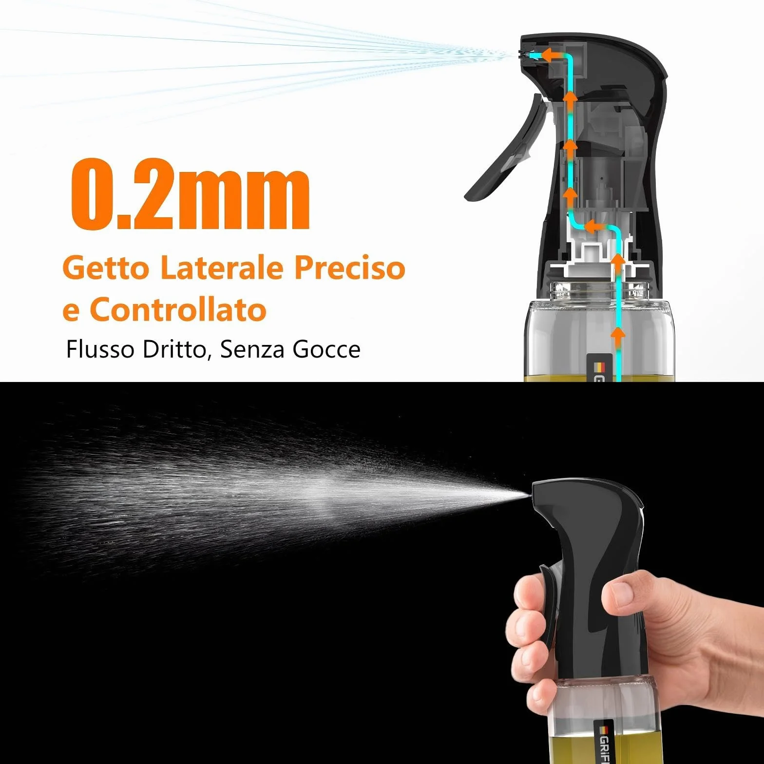 GRIFEMA Oliera a Getto Controllato 200 ml Vetro Antigoccia GE2003B