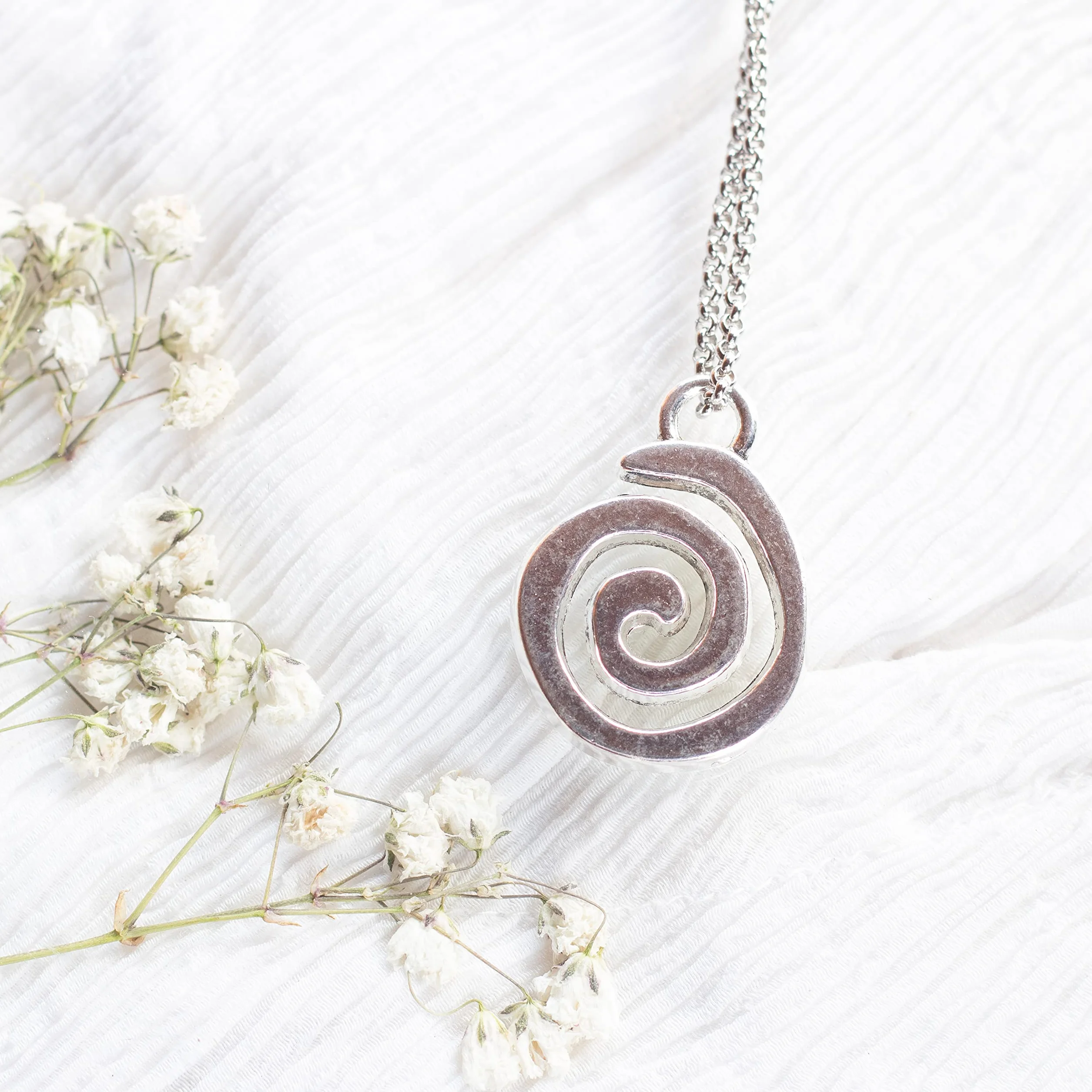 Collana spirale celtica fatta a mano in Spagna - Collana uomo donna - Collana bohemien - Collana hippie (Catena d'acciaio)