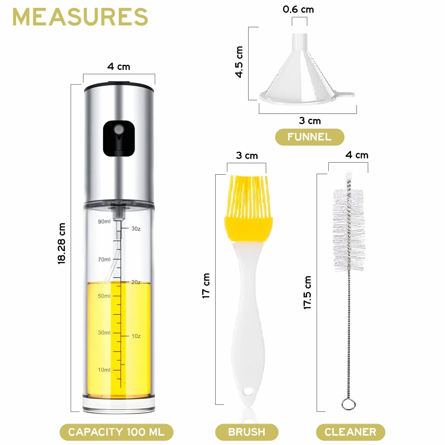 edihome Oliera Spruzzino Olio per Friggitrice Aria 100 ml Spray Nebulizzatore Acciaio Inox