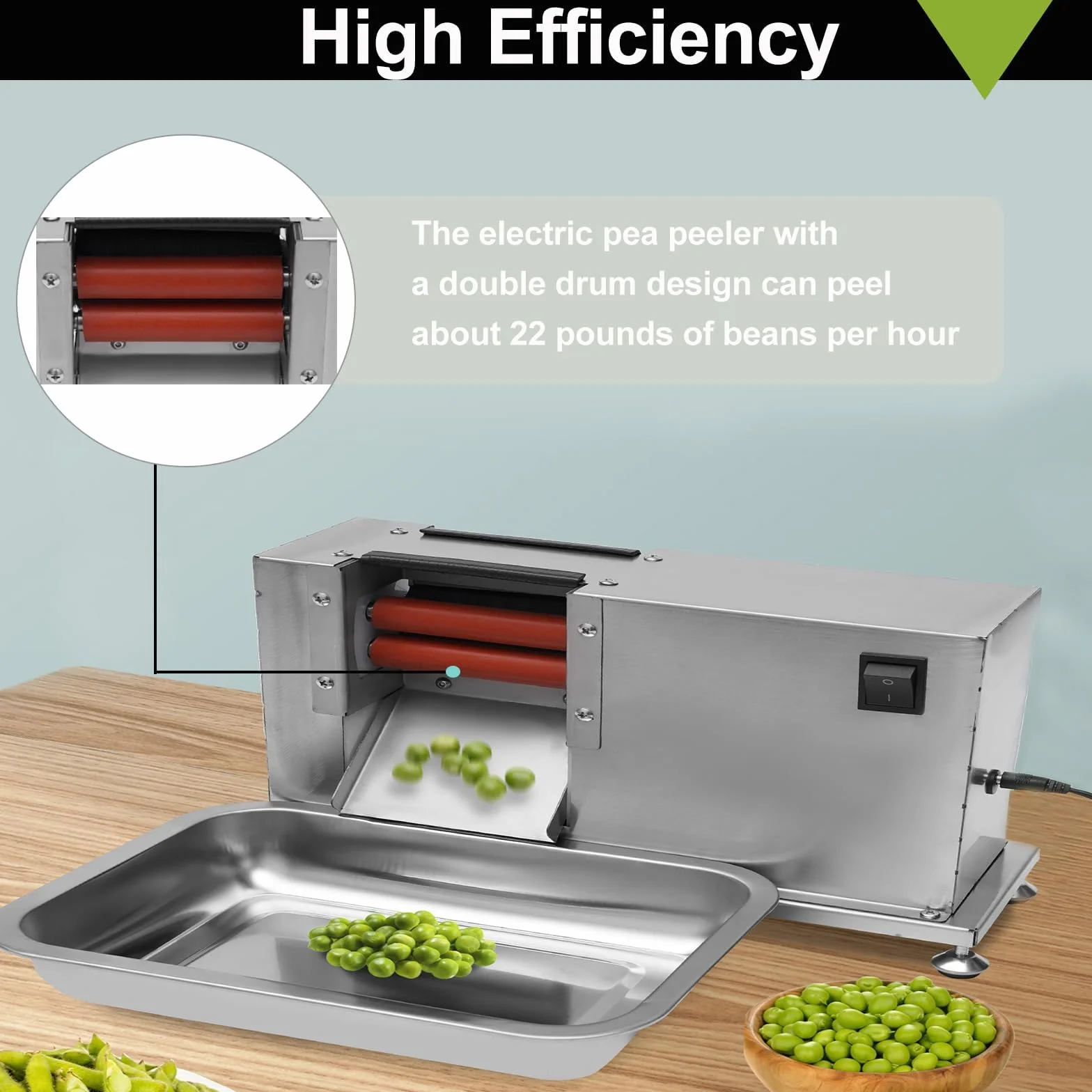 Macchina Commerciale Elettrica per Sbucciare Fagioli, Sgusciatrice Automatica in Acciaio Inox con Regolazione Telescopica per Sbucciatura Rapida di Edamame, Fagioli Fava E Piselli