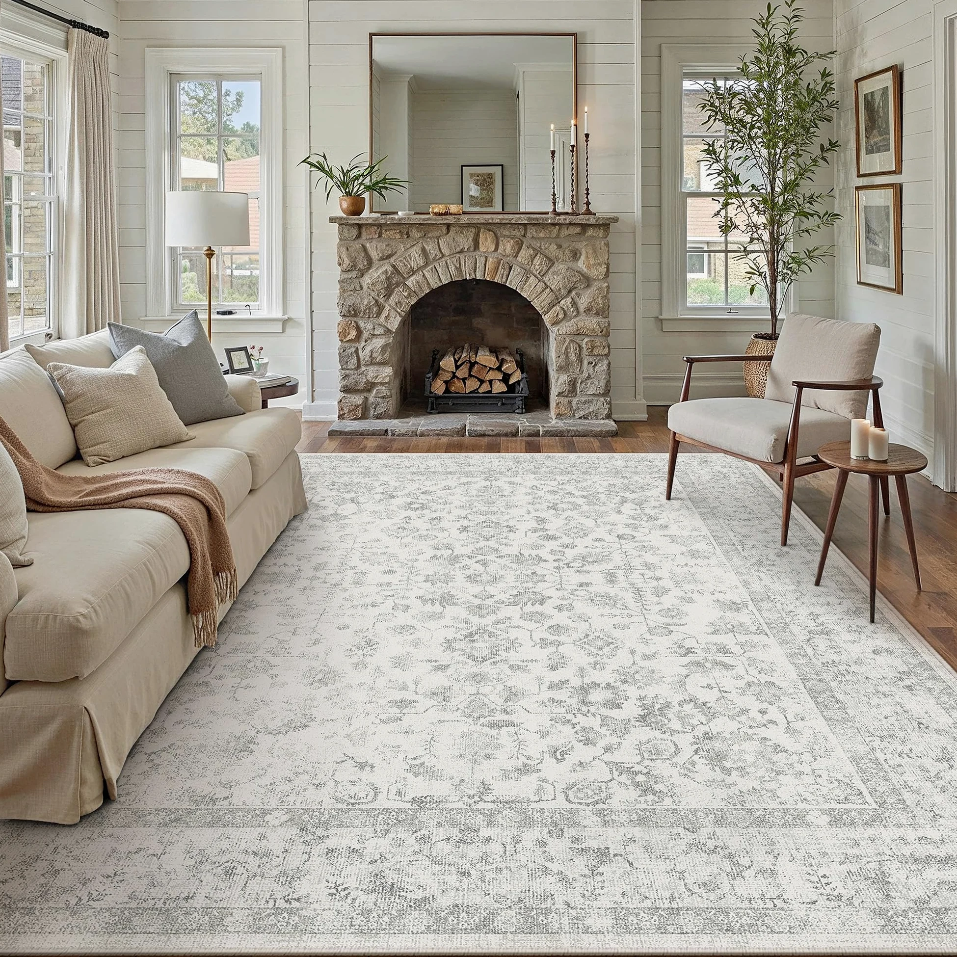 PureCozy Tappeto Salotto Grigio 200x300cm Tappeto Camera da Letto Lavabile Antiscivolo Grande Tappeti Sala Cameretta Soggiorno Ufficio Carpet Pelo Corto Morbido Rug