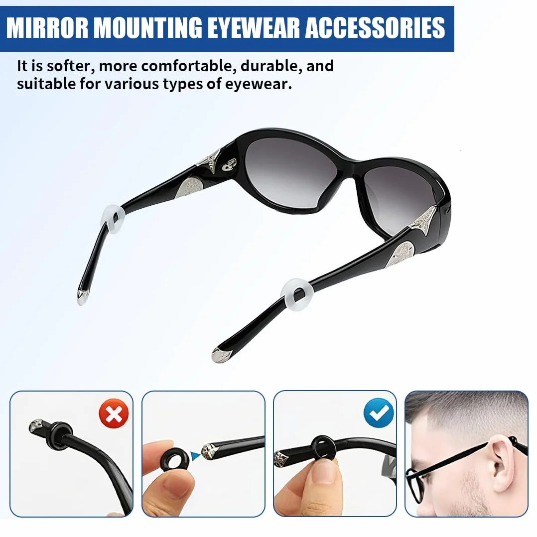 Ferma Occhiali in Silicone Antiscivolo, Naselli e Gommini per Occhiali da Sole e Lettura