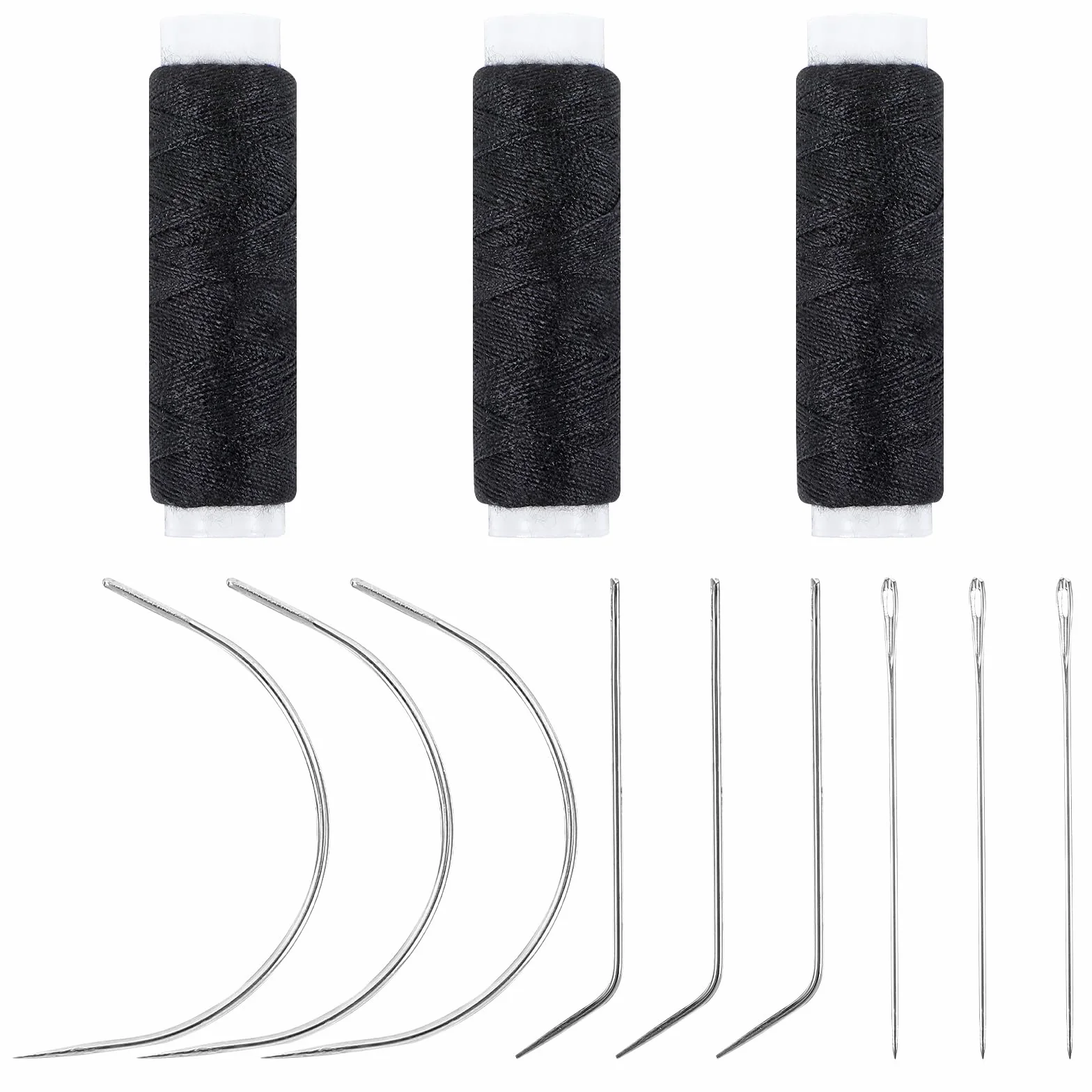 Set 3 rotoli filo per capelli ago curvo strumenti professionali allungamento capelli produzione parrucche cucite a mano