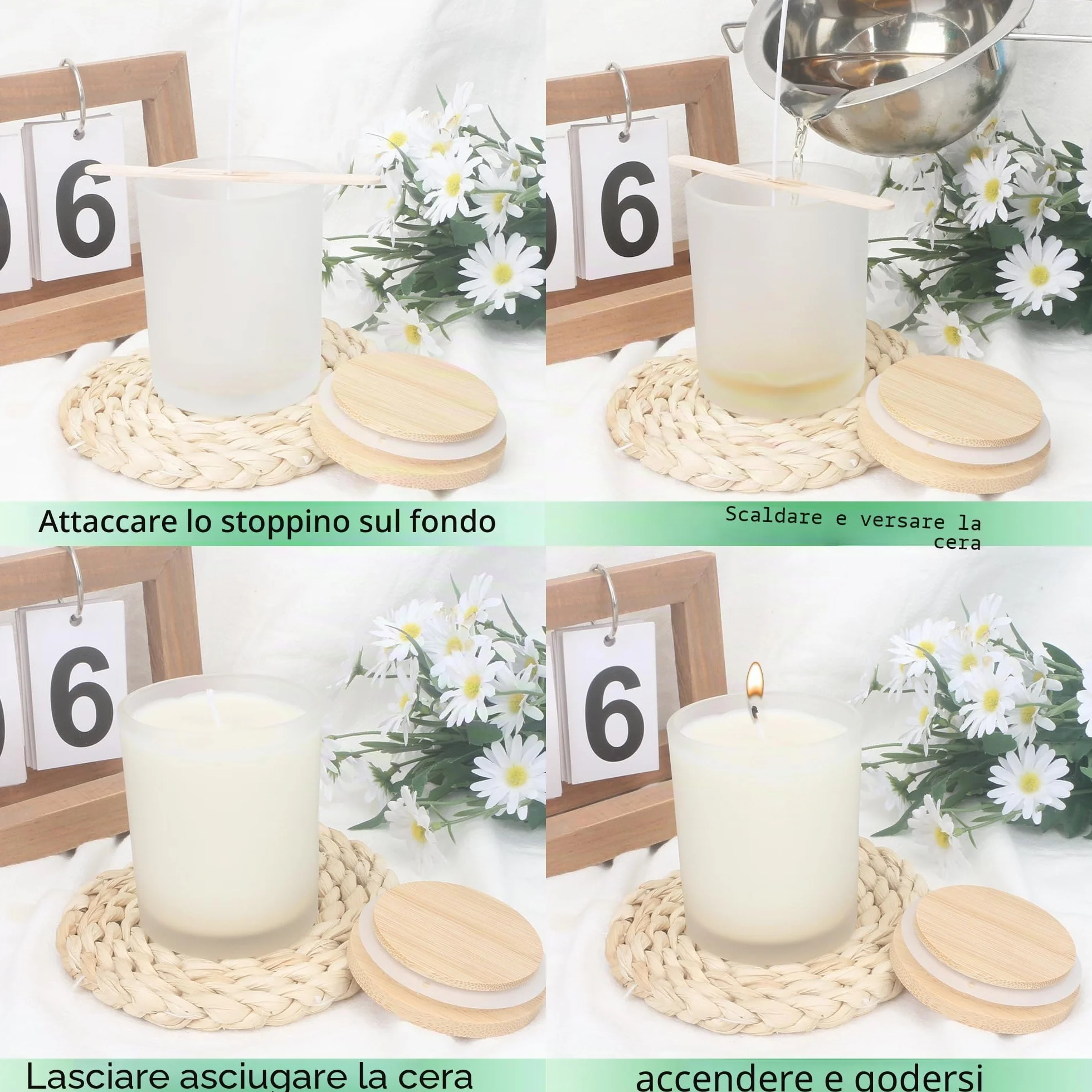 MILIVIXAY 20 barattoli vetro smerigliato 200 ml per candele spezie