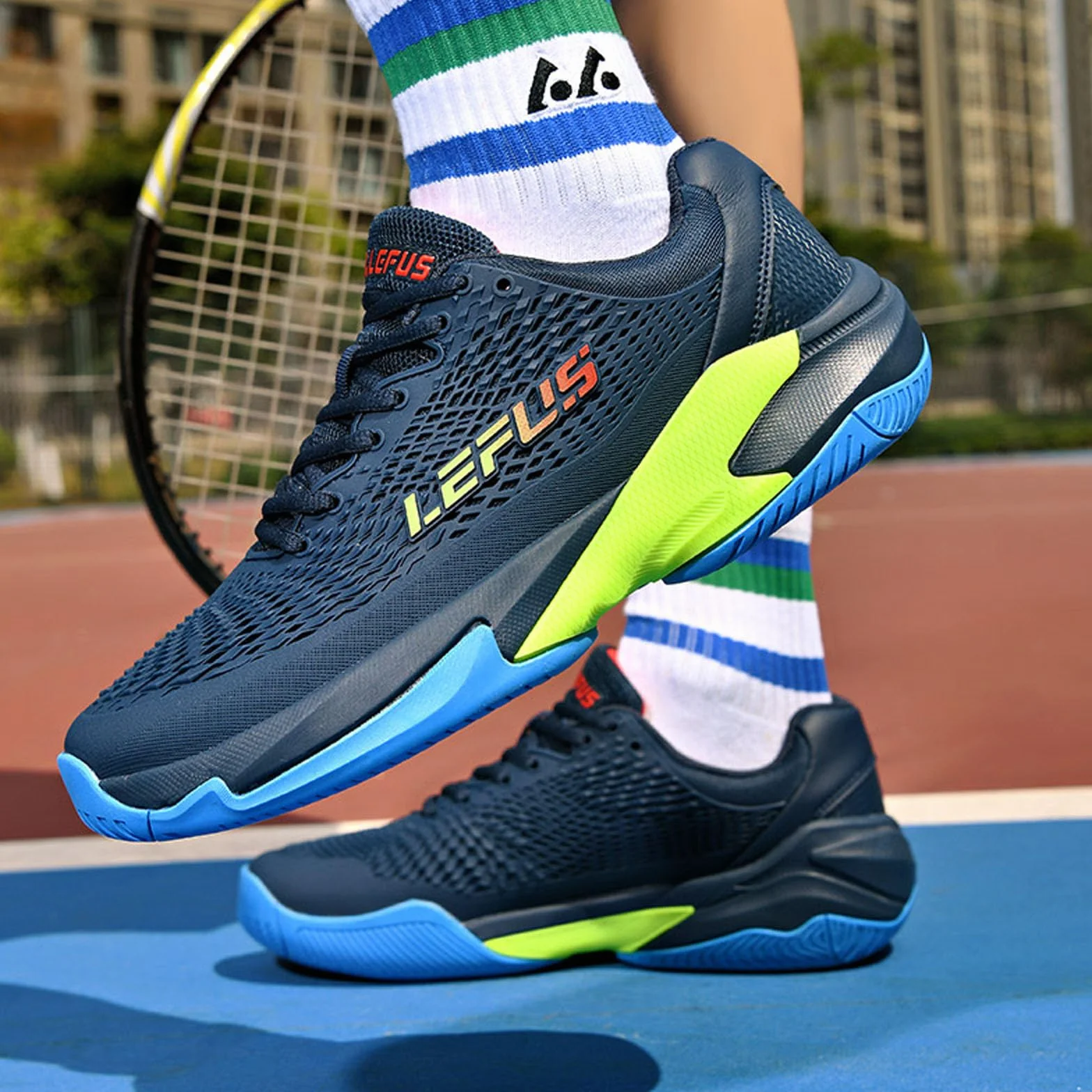Scarpe da Tennis Uomo Ammortizzate Traspiranti Badminton Squash BLBK