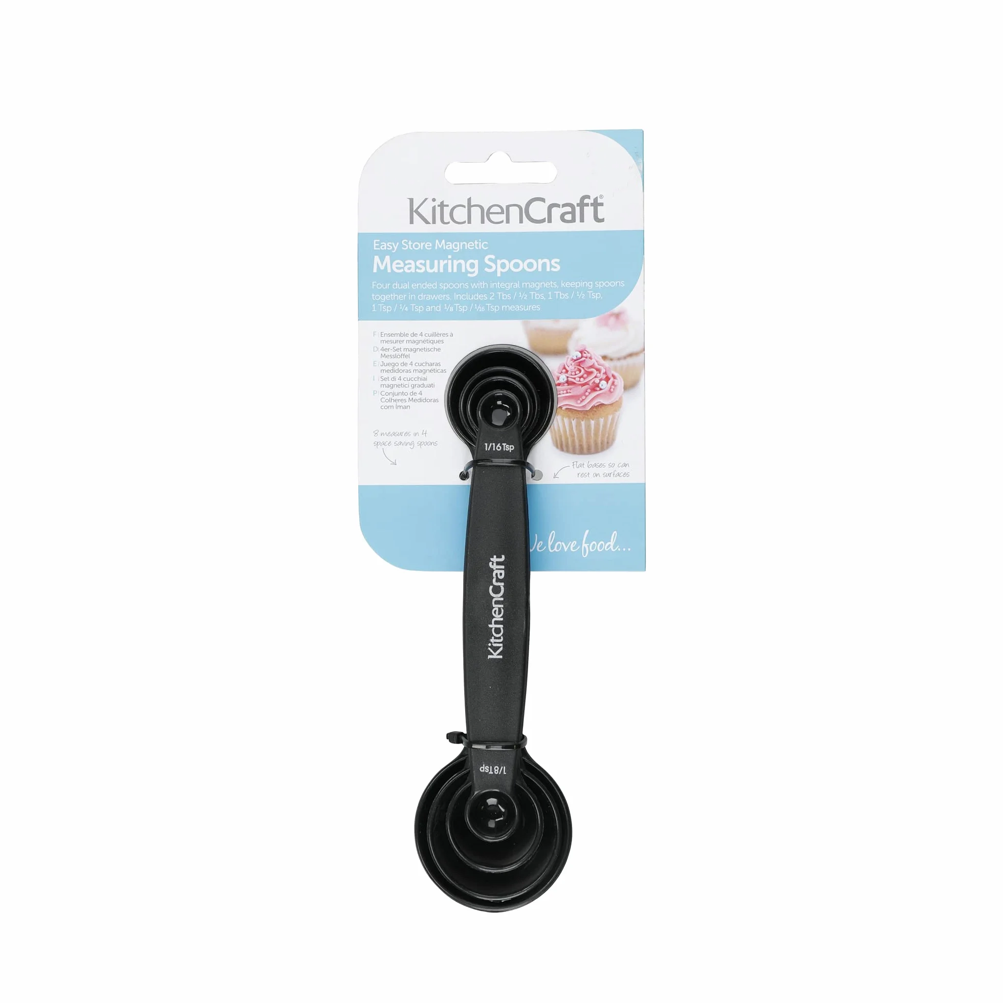 Kitchen Craft - Misurini magnetici impilabili, Set di 4 Pezzi, Colore: Nero