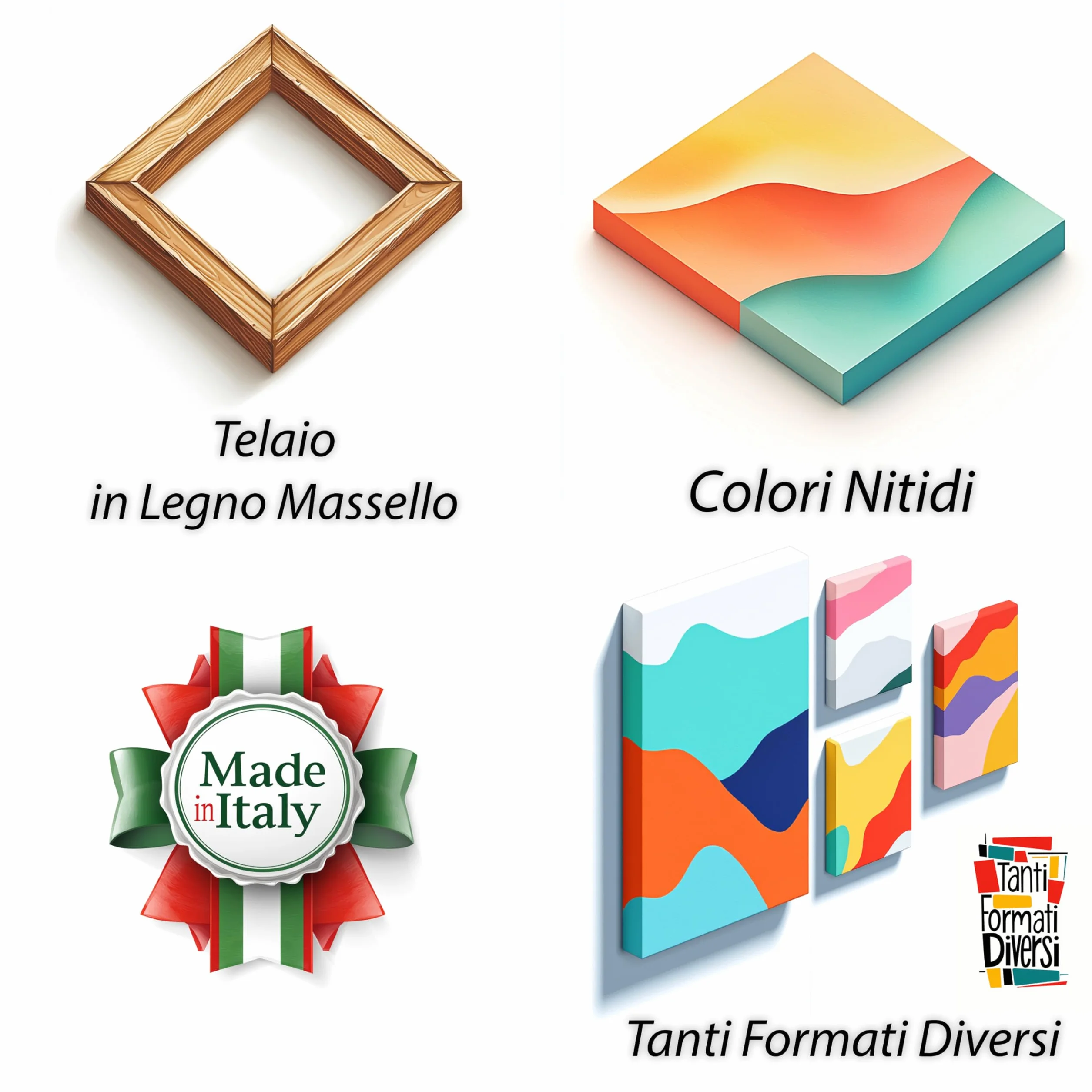 ConKrea - Quadro Personalizzato su Tela Canvas - Stampa la tua Foto su Tela in Alta Definizione con Telaio in Legno Massello - Pronto da Appendere - 50x70 cm
