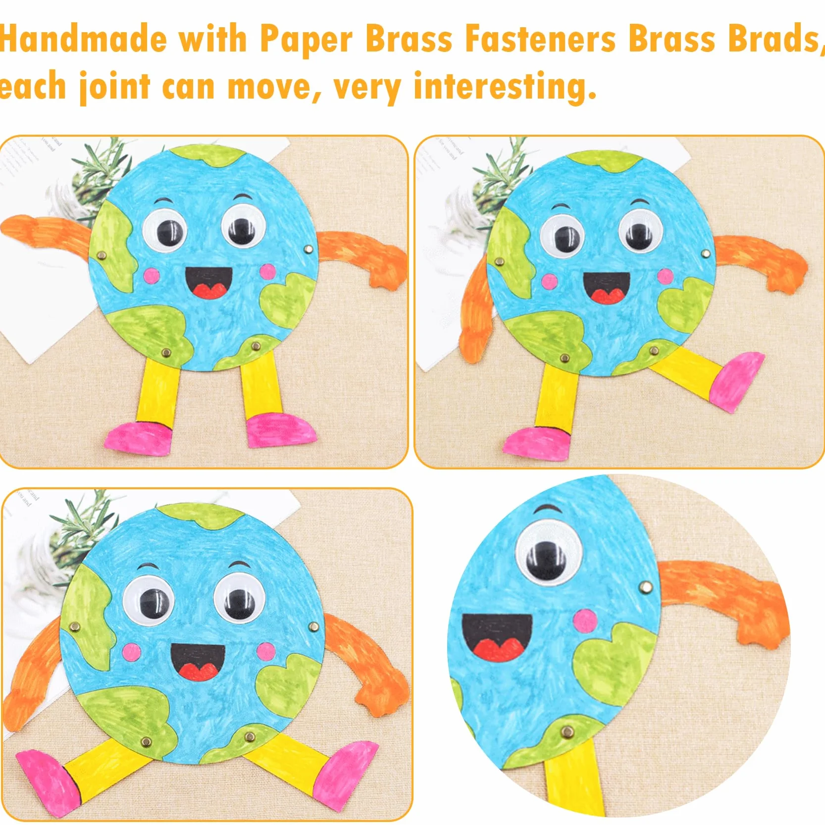 EuTengHao 700Pcs Ottone Elementi di fissaggio Scrapbooking Brads Testa rotonda Ottone placcato Elementi di fissaggio per l'artigianato Arte Artigianato Scuola Progetto Decorativo Scrapbooking