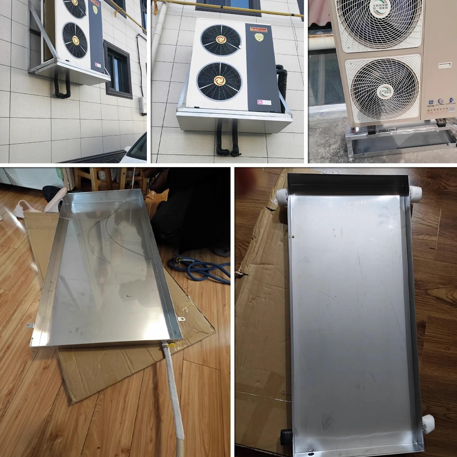 Vaschetta di Raccolta Umidita con Scarico Altezza 10cm in Acciaio Inossidabile for Condizionatori Esterni e Pompe di Calore Cassetta Scarico Condensa Condizionatore(65x90cm(26x35in))