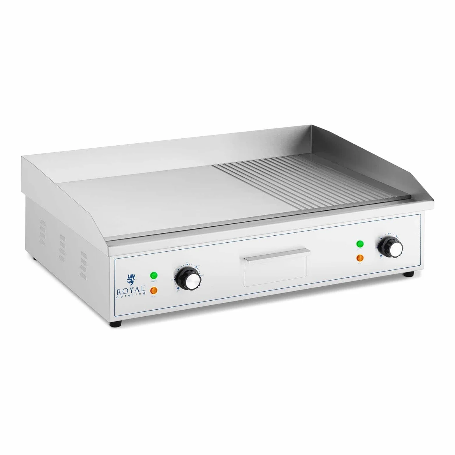 Royal Catering Griglia Fry Top Elettrico Piastra per Grigliare RCPG51-M (liscia e rigata, 727 x 420 mm, 3000 W)