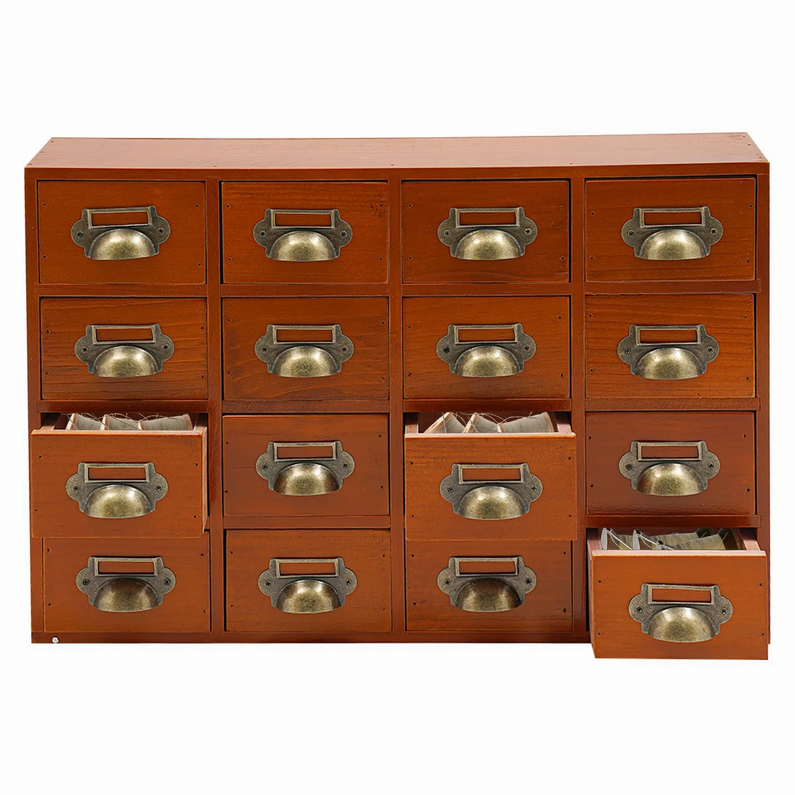 Armadietto da 16 cassetti in legno massello – Design vintage, portata 10 kg, organizer da scrivania per ufficio, casa, farmacia