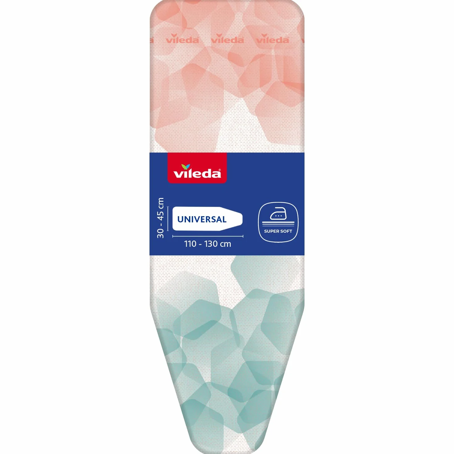 Vileda Comfort Plus Copriasse da Stiro Universale, Triplo Strato, in Cotone, Extra Comfort, con Fermacorda, Verde/Rosa, 139 X 50 X 0.37 Cm