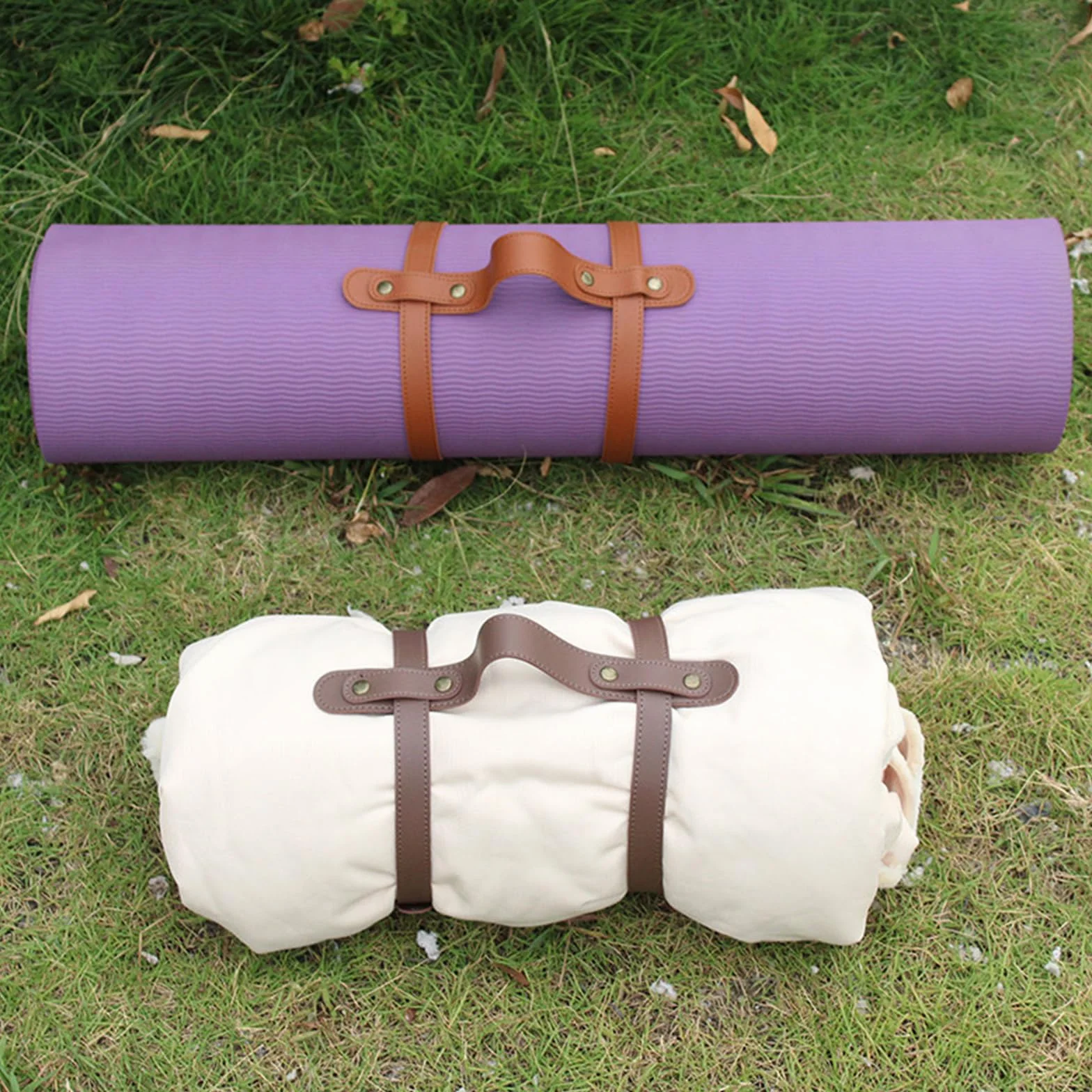 Borsa porta coperta con cinghia per il trasporto di tappetini, per campeggio, picnic, moto, copriletto