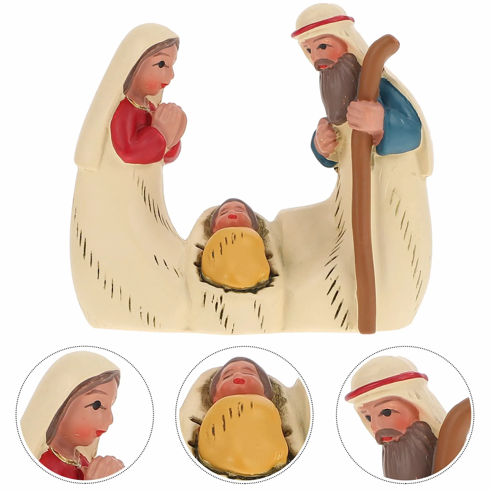 MAGICLULU Nativity Ornaments Scultura Religiosa in Resina 2.4 Pollici Mini Statua Sacra Famiglia Per Decorazioni Casa E Tavolo Natale