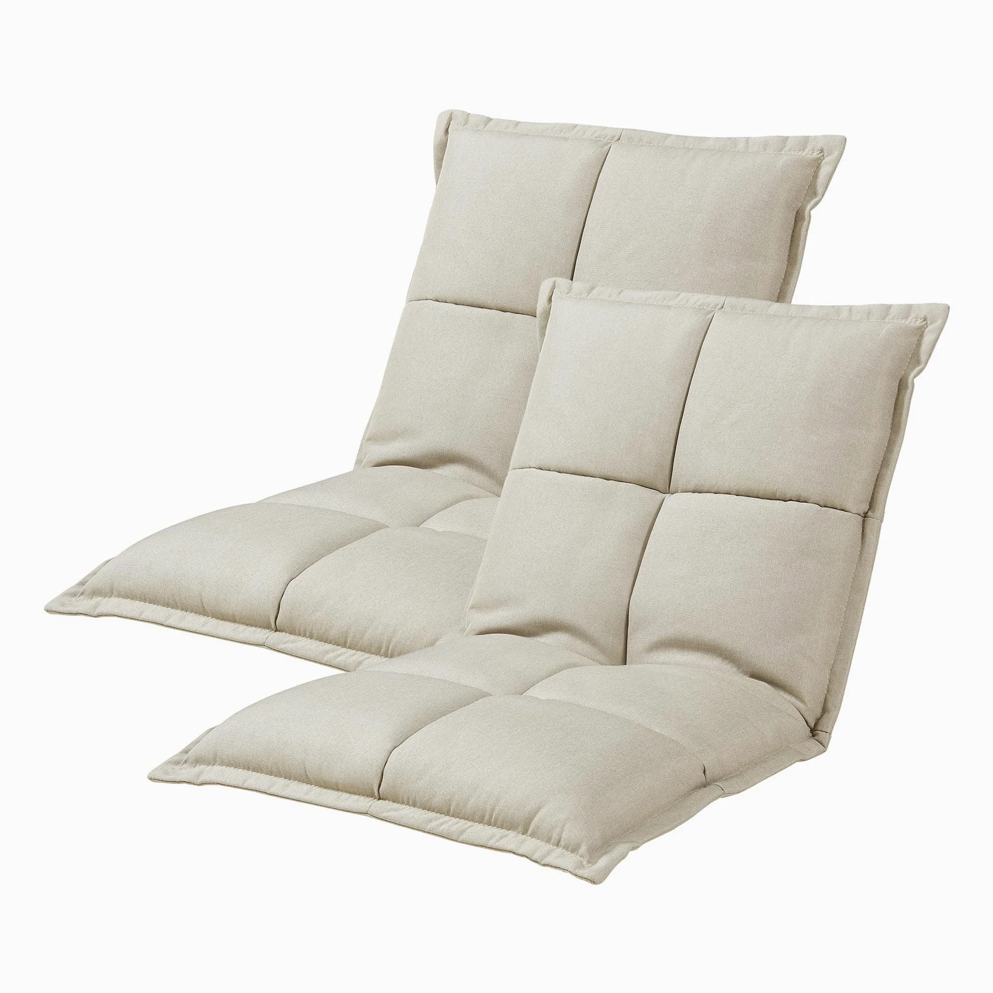 [en.casa] Set di 2 Sedie da Pavimento con Schienale Regolabile in 5 Posizioni Poltroncine Imbottite da Terra Sedie Reclinabili per Soggiorno Relax Meditazione - Beige