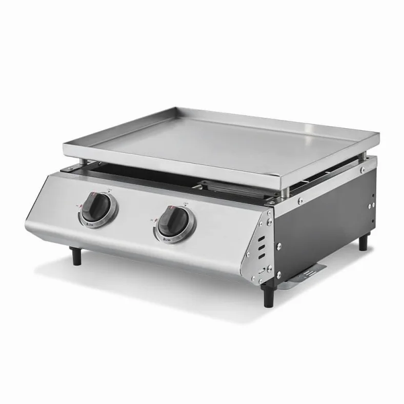 COOKING BOX - Piastra a gas Cadix 2 fuochi - Superficie di cottura 45,5 x 36 cm - piastra inox - 2 bruciatori - Cassetto per grasso - Fino a 6 persone - 6,3 kW