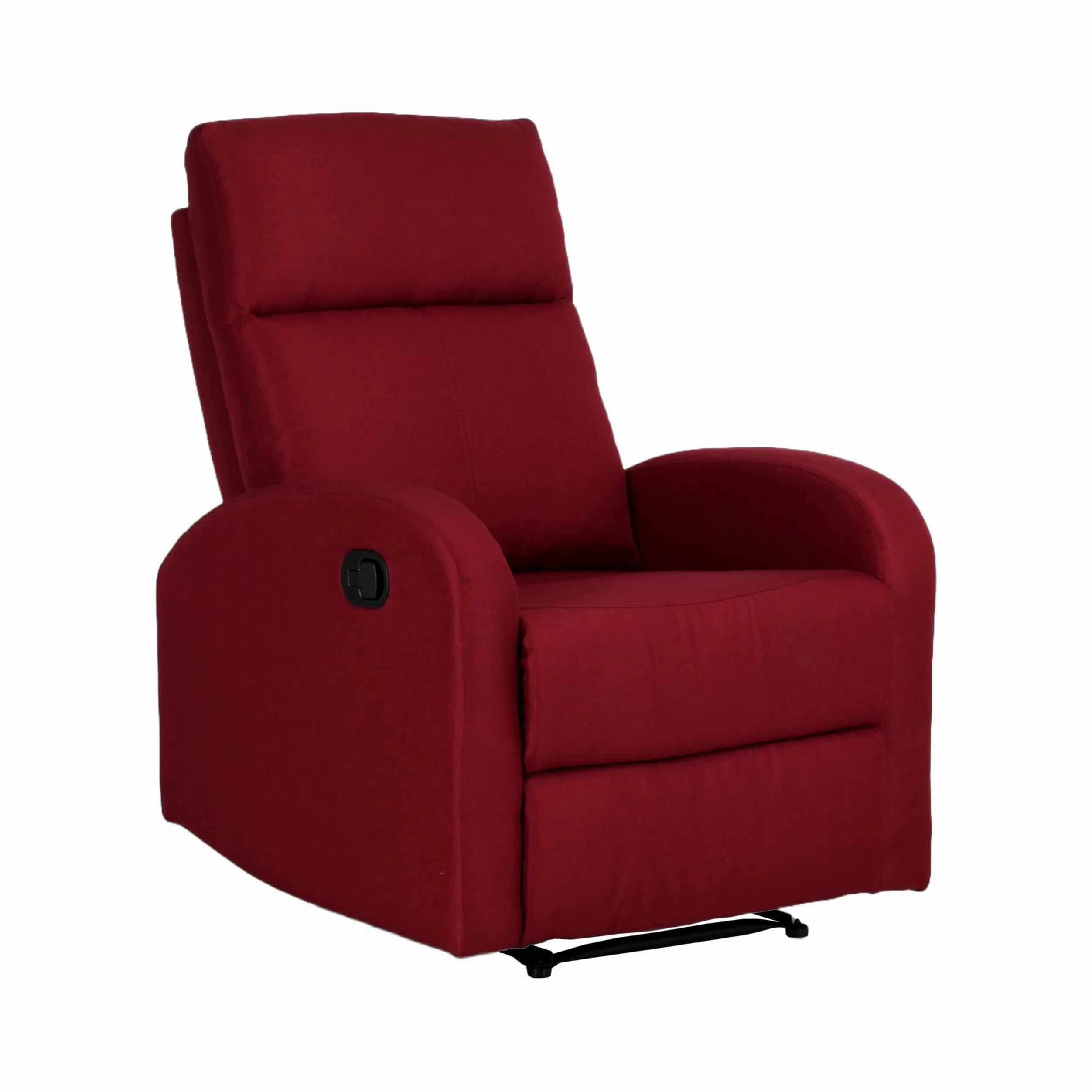 Totò Piccinni Poltrona Relax Reclinabile EUREKA, Manuale con Maniglia Laterale, Struttura in Legno, Imbottita ed Ergonomica, Ideale per Anziani e Soggiorno (Tessuto Bordeaux)