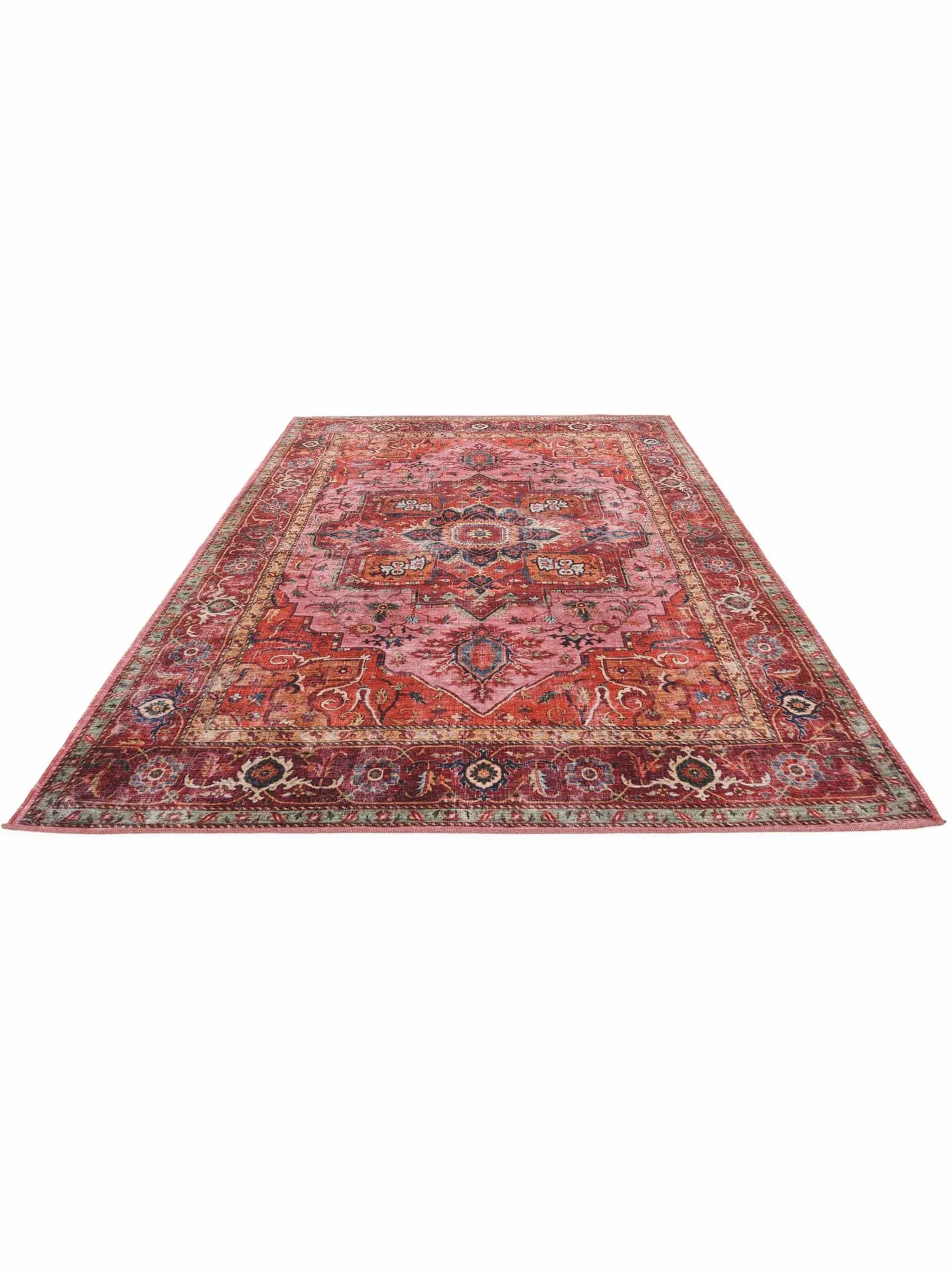 RugVista Georgia Oriental, Tappeto, Orientali, 160 x 230 cm, Rettangolare, Pelo corto, Soggiorno, Camera da letto, Cucina, Lavabile in lavatrice, Rosso/Rosa