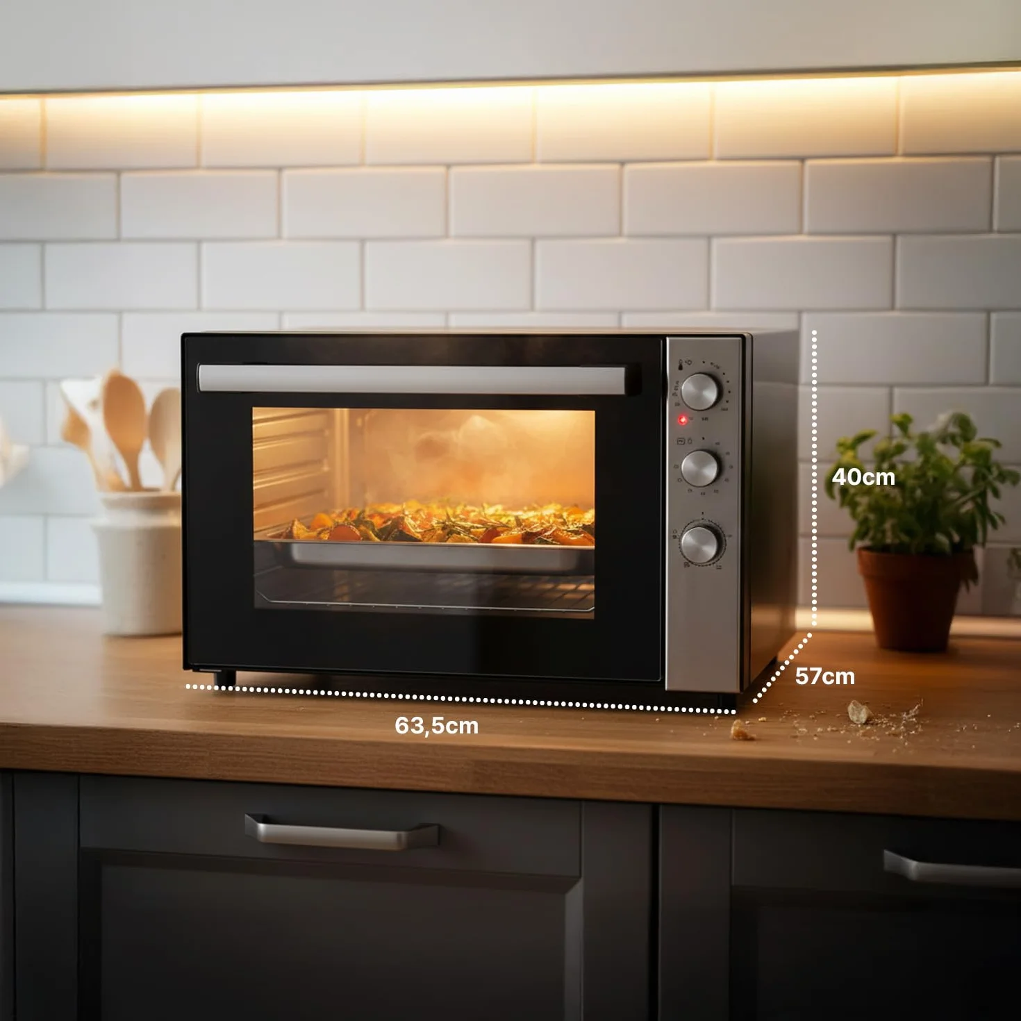 Forno Elettrico Ventilato XXL 70L 2500W con Doppia Resistenza, Timer, Cottura Combinata fino a 230°C