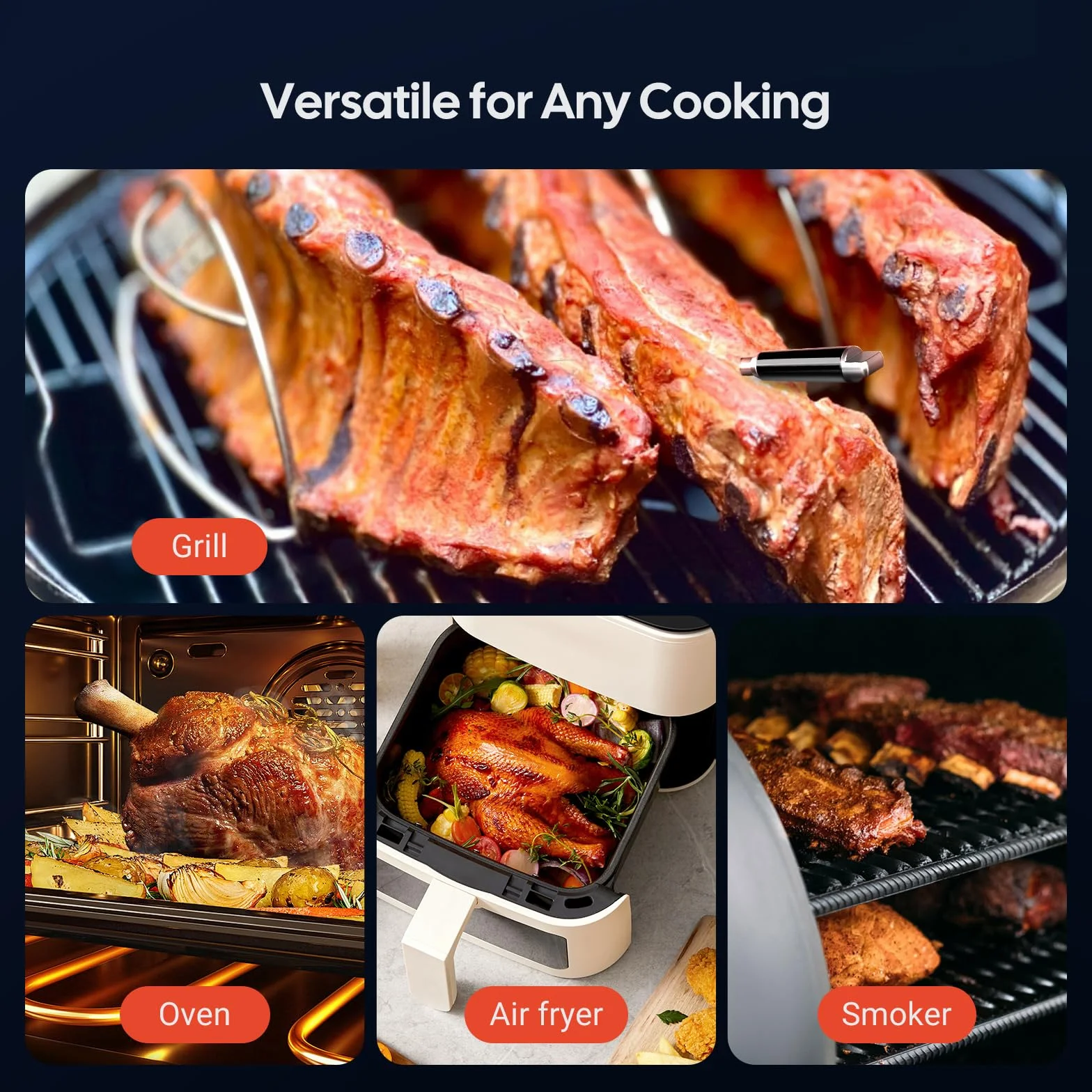INKBIRD Termometro per Carne con Connessione Duale WiFi 5G e Bluetooth 5.4,Sonda Multi-sensore,Allarmi Temperatura e Indicatore di Cottura