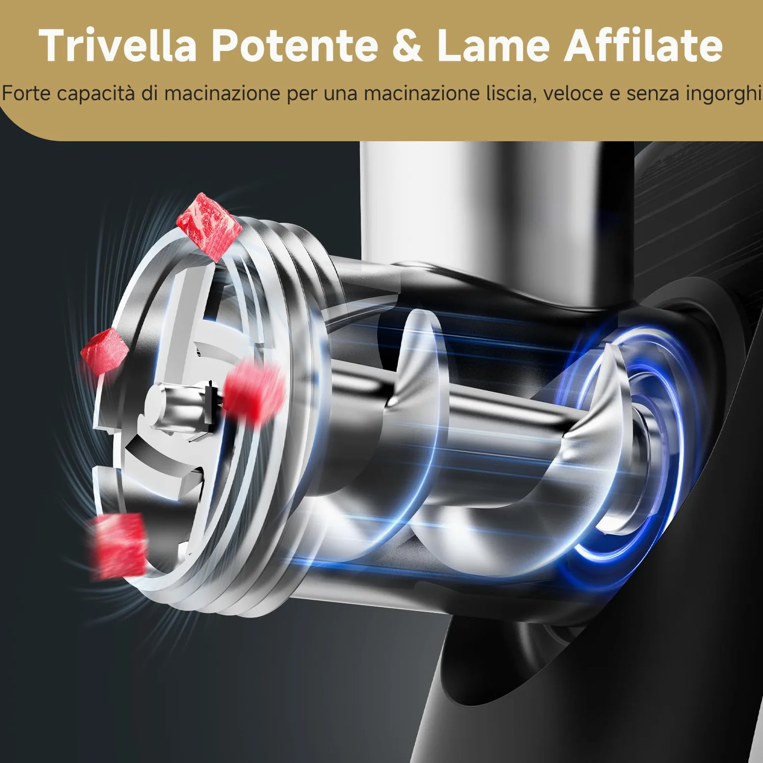 Tritacarne AAOBOSI, Tritacarne Elettrico 3-IN-1[2800W Max]con 2 Lame, 3 Piatti, Insaccatrice per Salsicce, Kit Kubbe, per Uso Domestico in Cucina, Acciaio Inossidabile