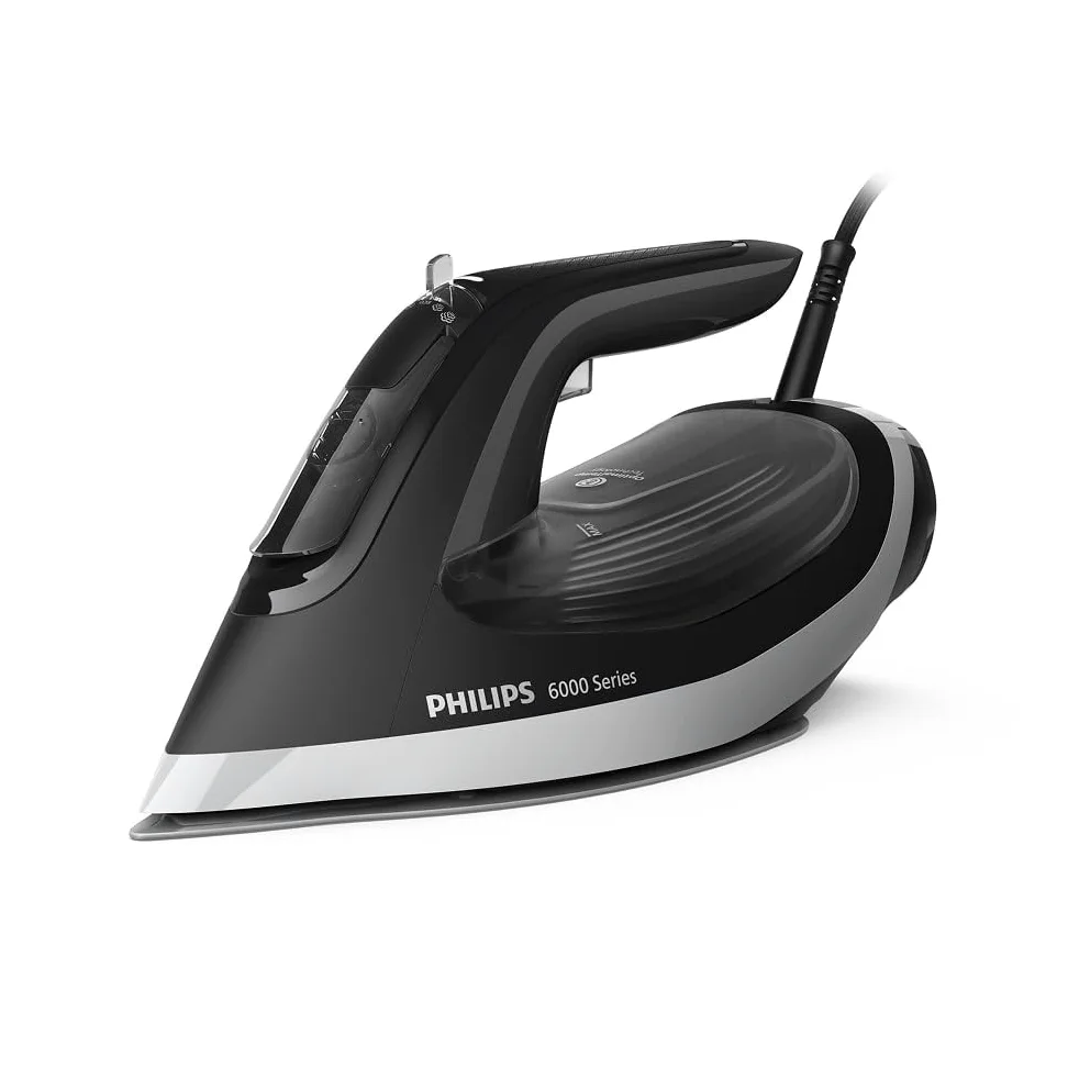 Philips Serie 6000 Ferro da Stiro a Vapore – OptimalTEMP anti-bruciatura, colpo di vapore 190 g, vapore continuo 45 g/min, piastra SteamGlide Plus, anti-goccia e spegnimento automatico (DST6120/80)